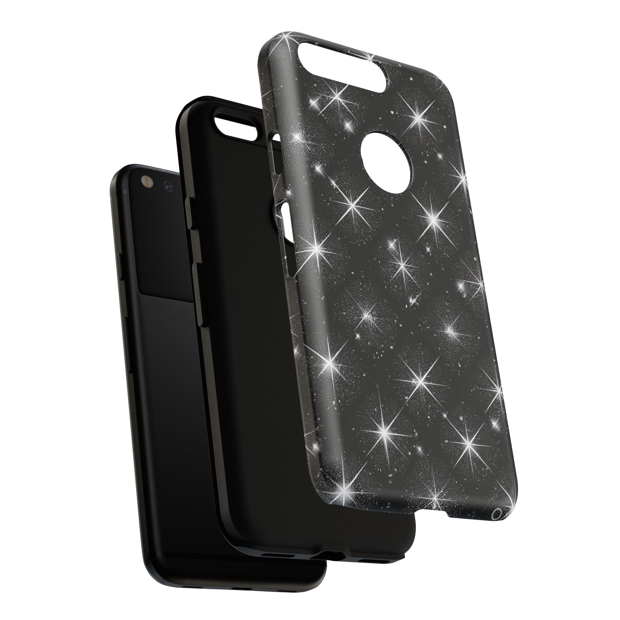 Galaxy Sparkle Tough Phone Case — Black Starfield Protective Cover