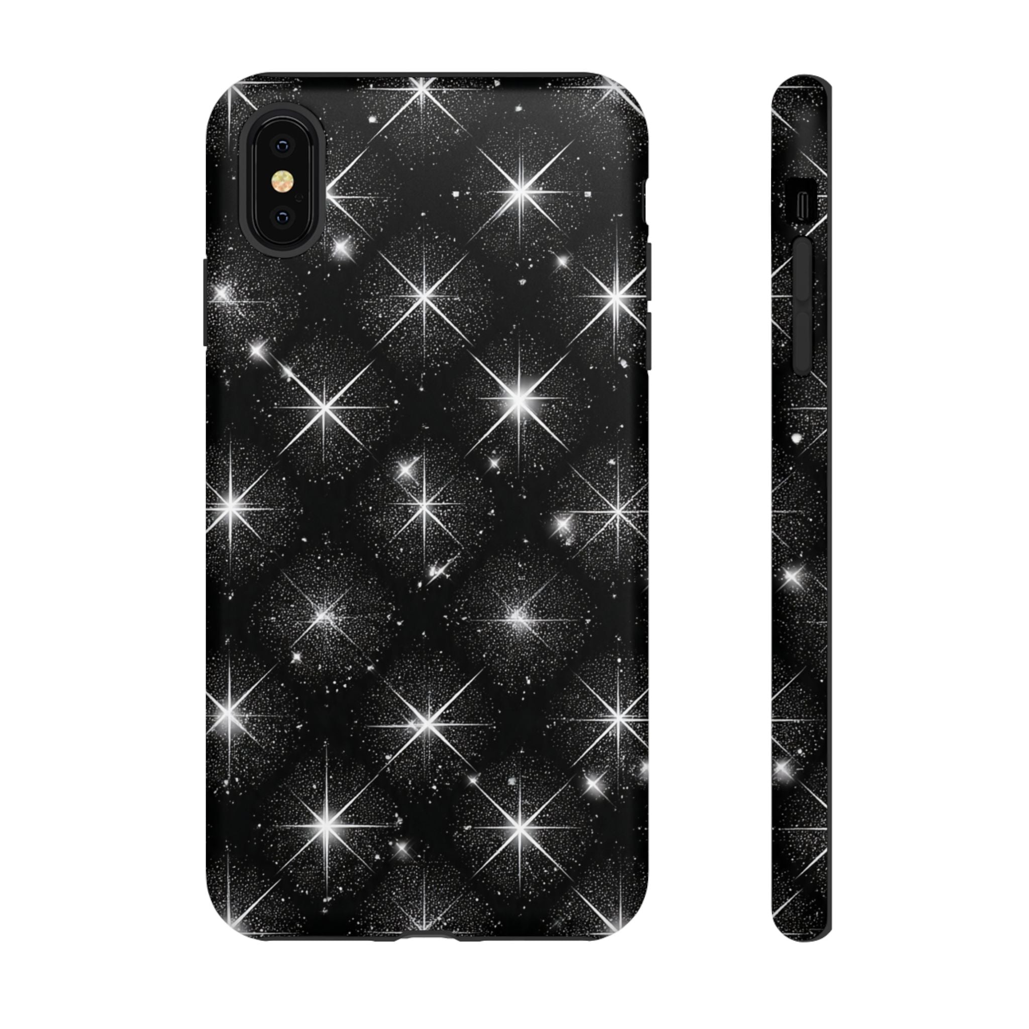 Galaxy Sparkle Tough Phone Case — Black Starfield Protective Cover