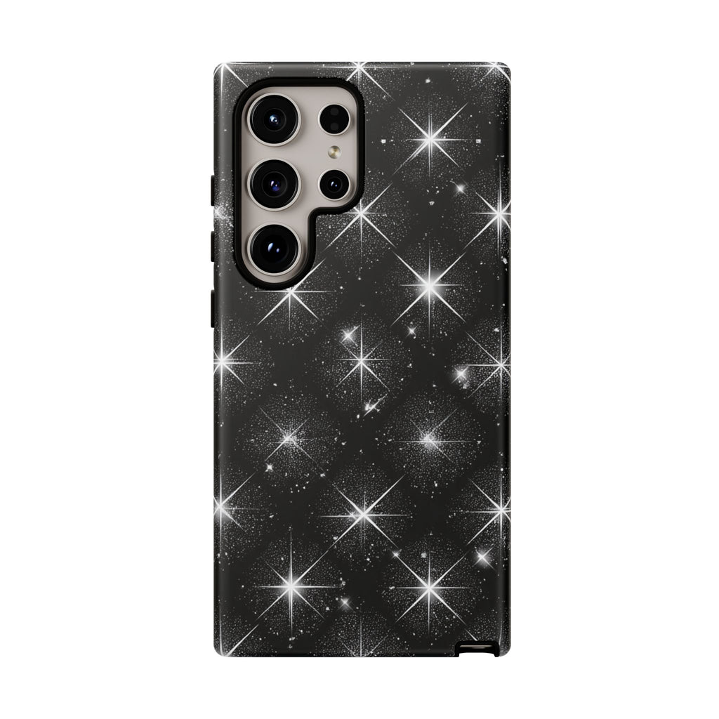 Galaxy Sparkle Tough Phone Case — Black Starfield Protective Cover