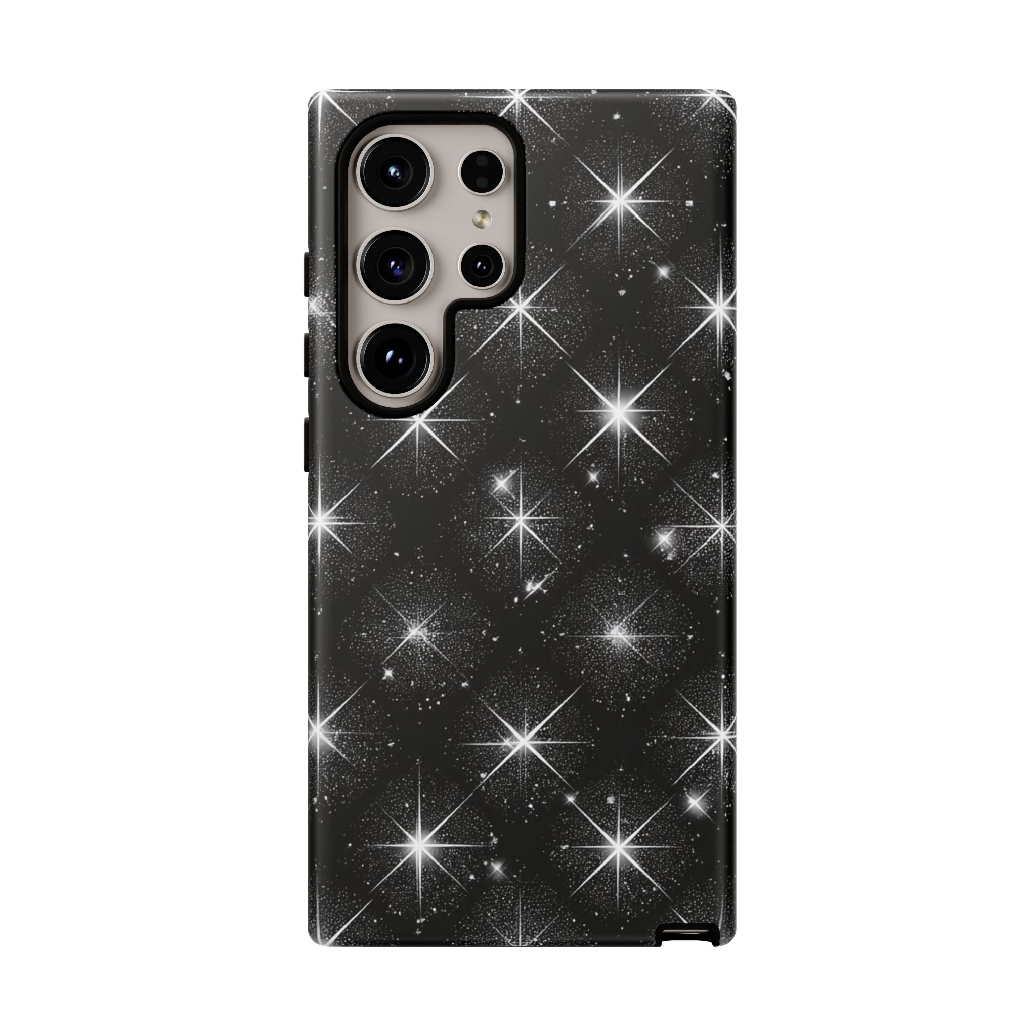 Galaxy Sparkle Tough Phone Case — Black Starfield Protective Cover