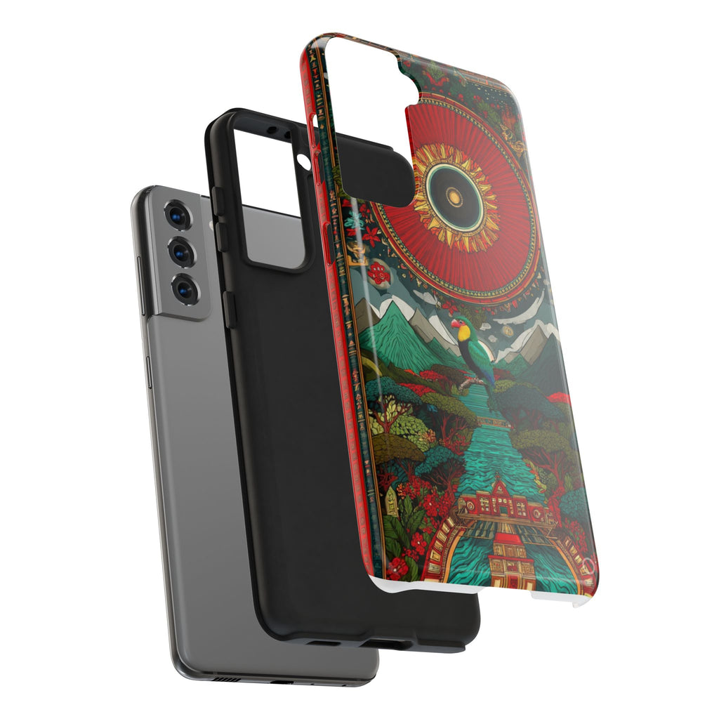 Tough Phone Case — Vibrant Tropical Mountain Bird Design