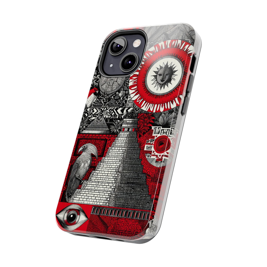 Tough Phone Case — Red Inca Pyramid Collage (Sun & Raven)