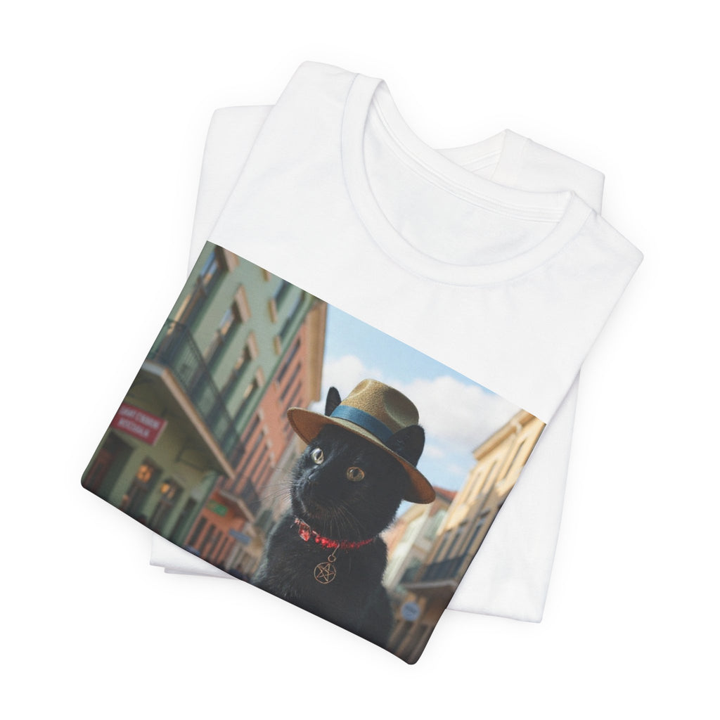 Mystic Voodoo Cat T‑Shirt — New Orleans Witchcat Street Scene