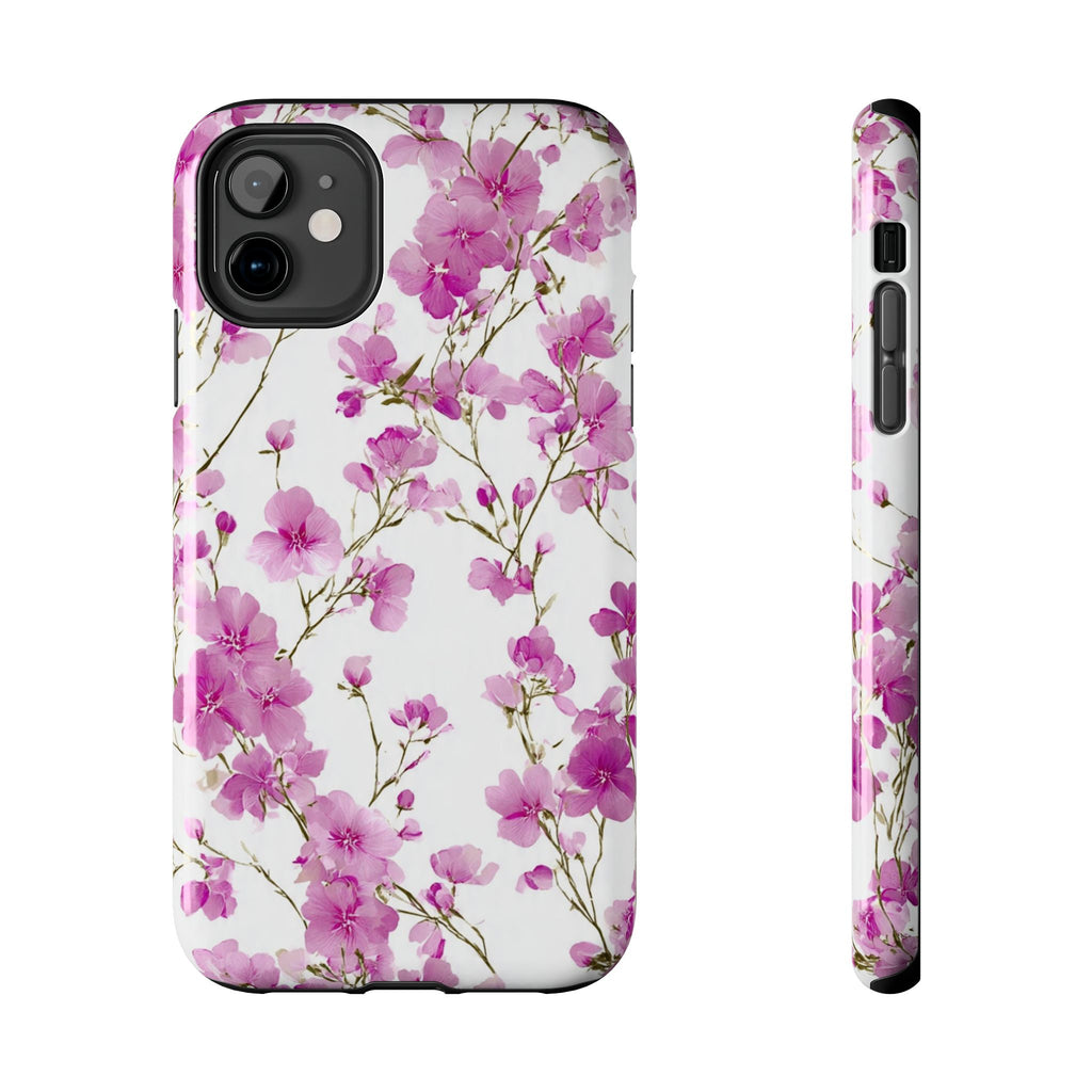 Floral Pink Blossoms Tough Phone Case — Durable Protective Phone Cover with Watercolor Cherry Blossom Design