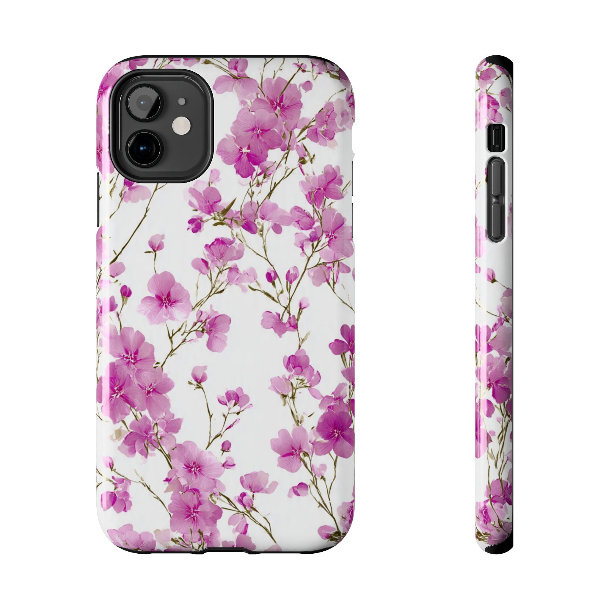 Floral Pink Blossoms Tough Phone Case — Durable Protective Phone Cover with Watercolor Cherry Blossom Design