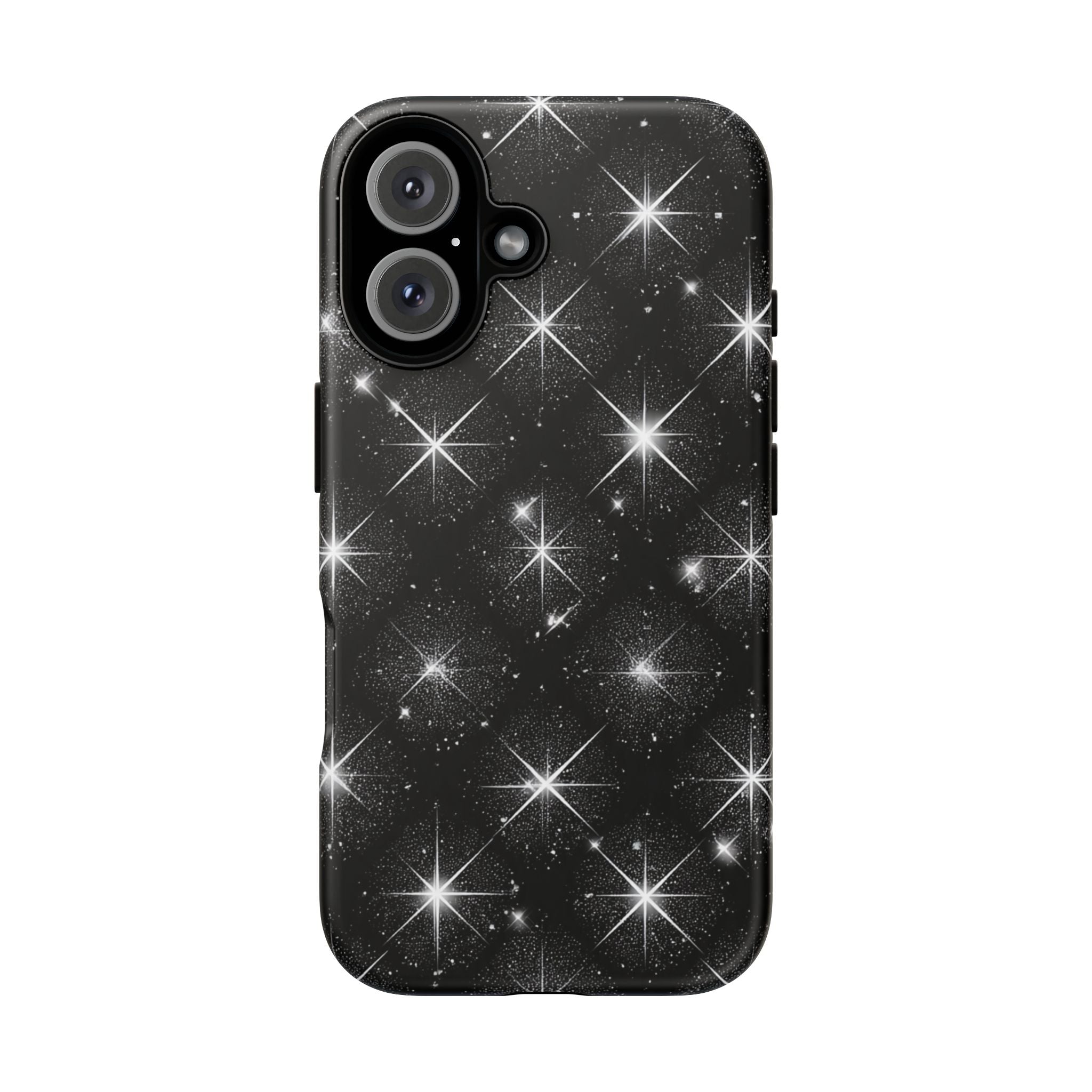 Galaxy Sparkle Tough Phone Case — Black Starfield Protective Cover