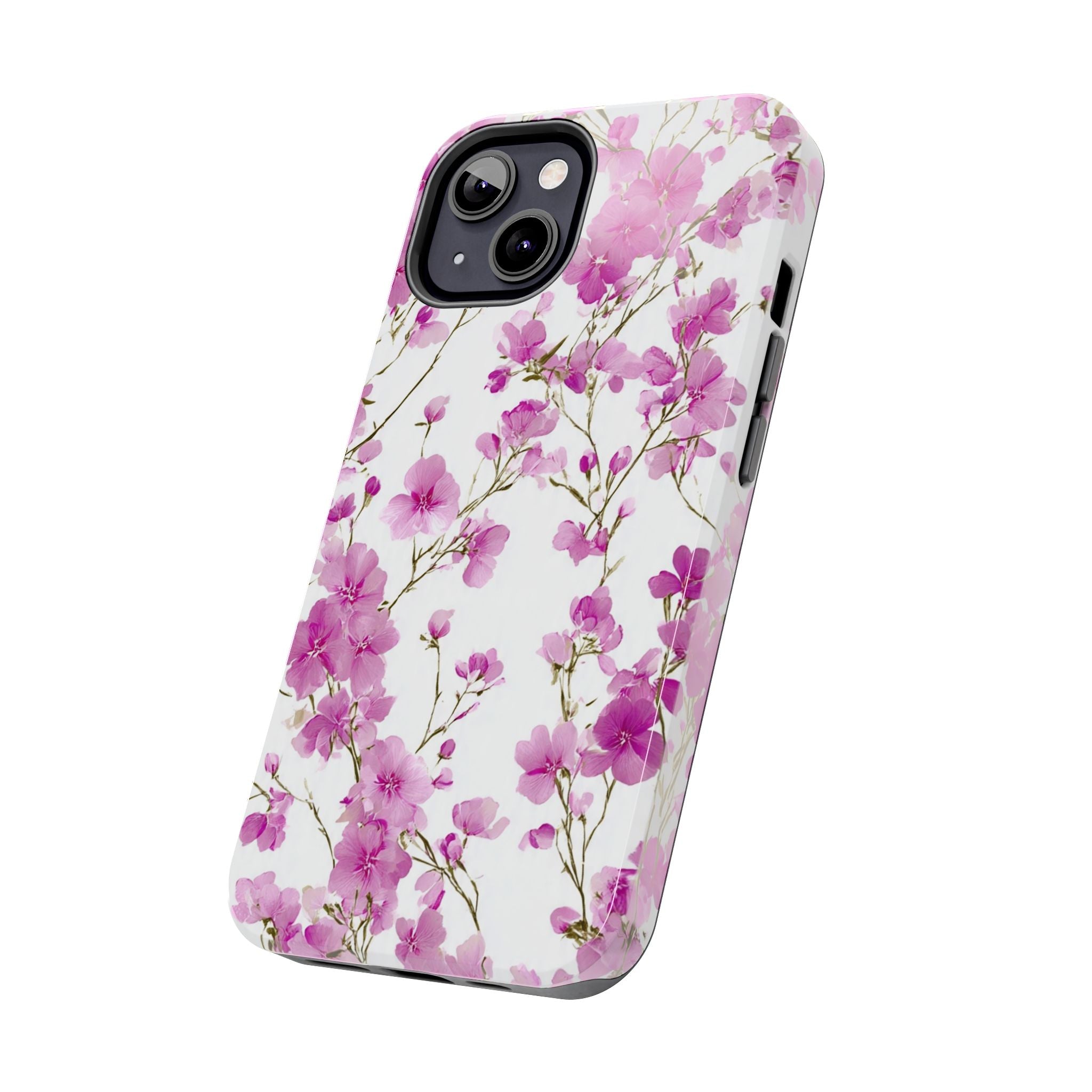 Floral Pink Blossoms Tough Phone Case — Durable Protective Phone Cover with Watercolor Cherry Blossom Design