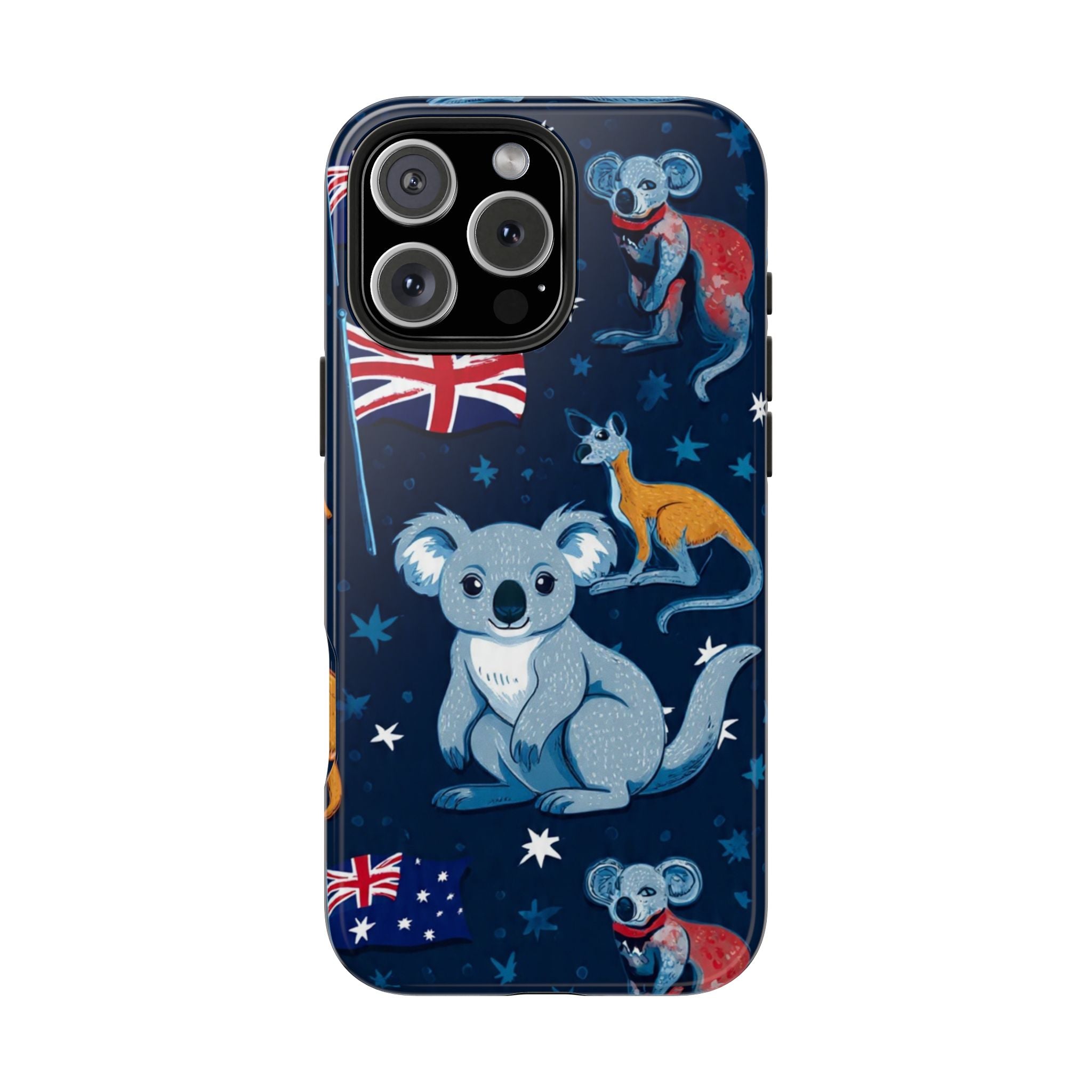 Australian Wildlife Tough Phone Case — Koala & Kangaroo Flag Design