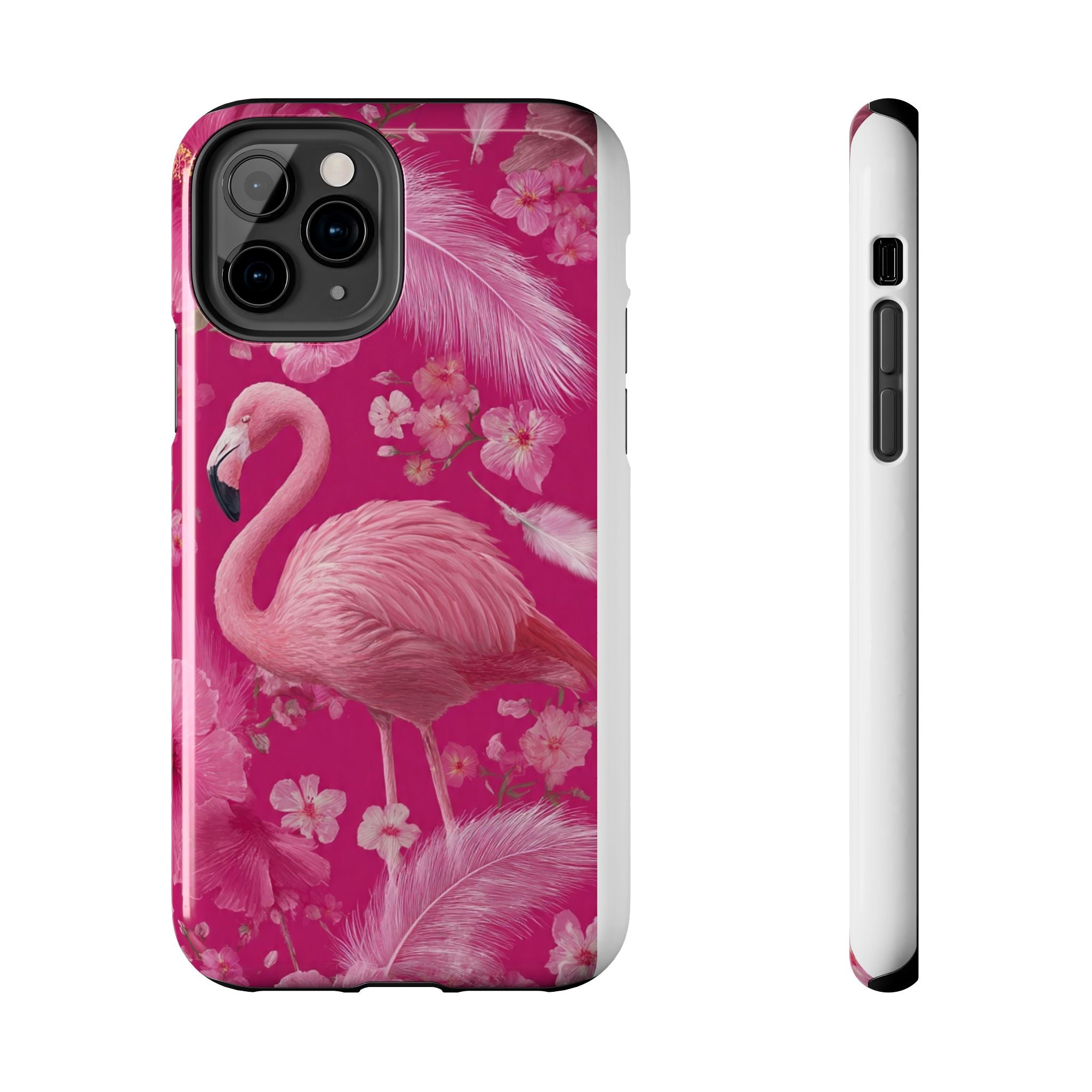 Flamingo Floral Tough Phone Case — Pink Tropical Feather Design
