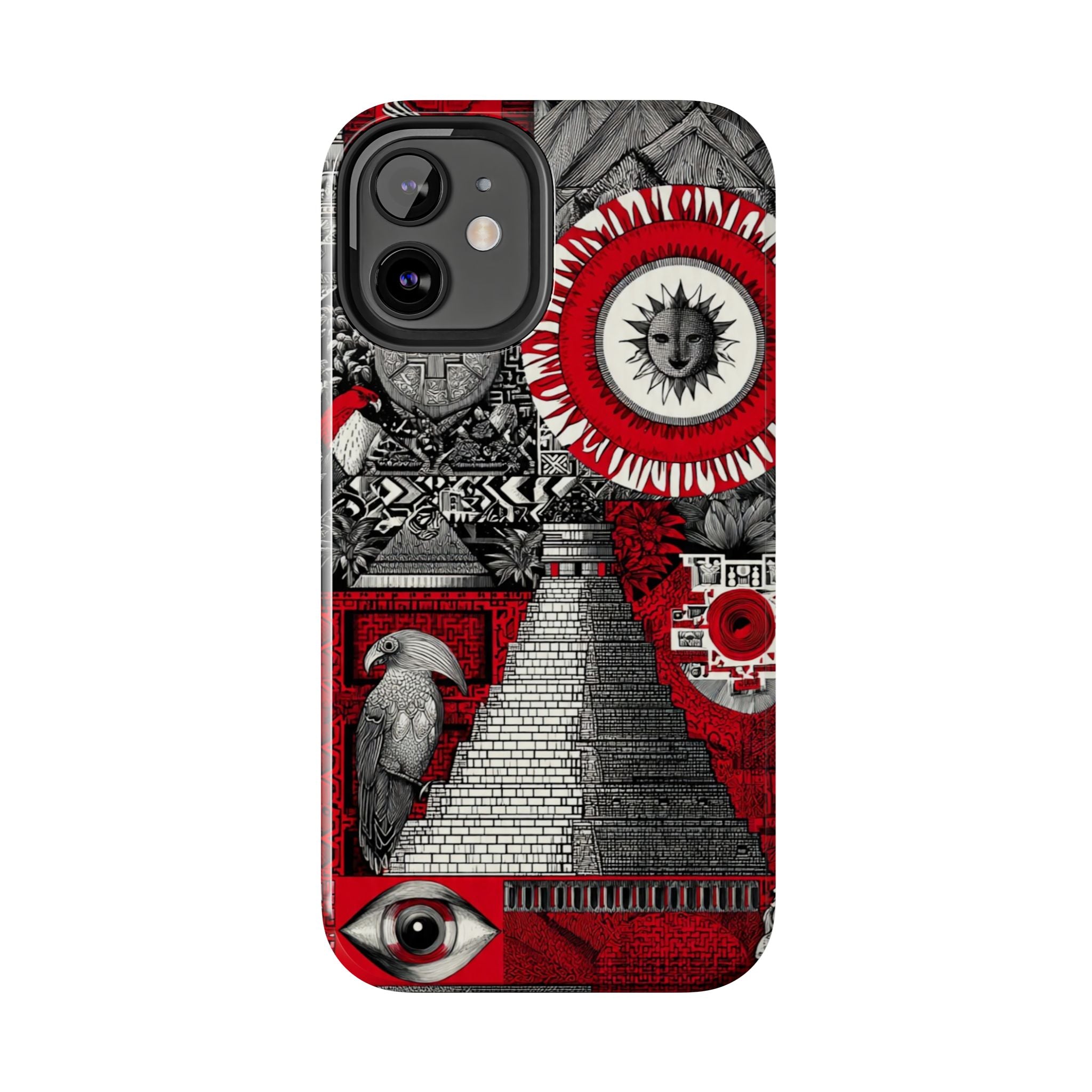 Tough Phone Case — Red Inca Pyramid Collage (Sun & Raven)