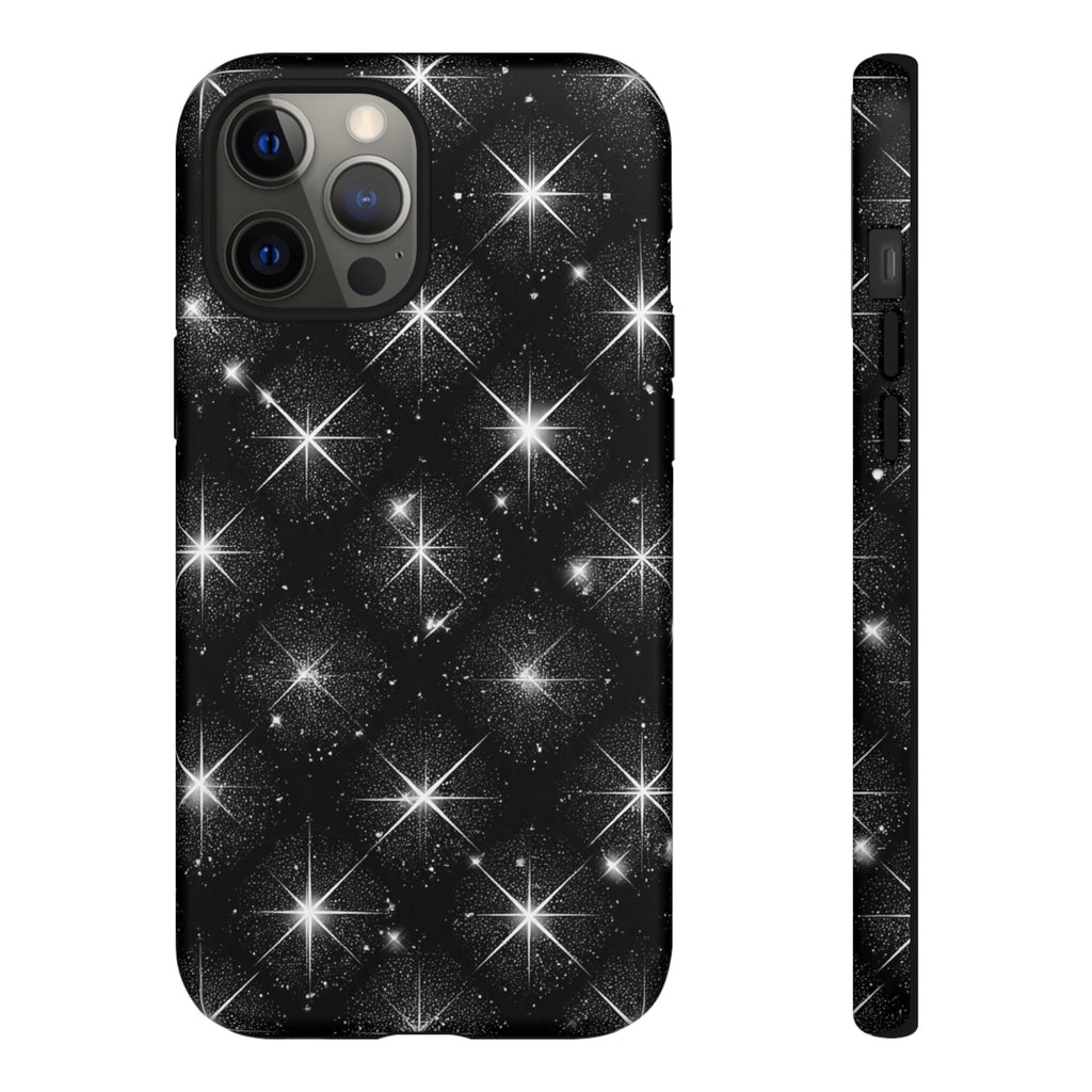 Galaxy Sparkle Tough Phone Case — Black Starfield Protective Cover