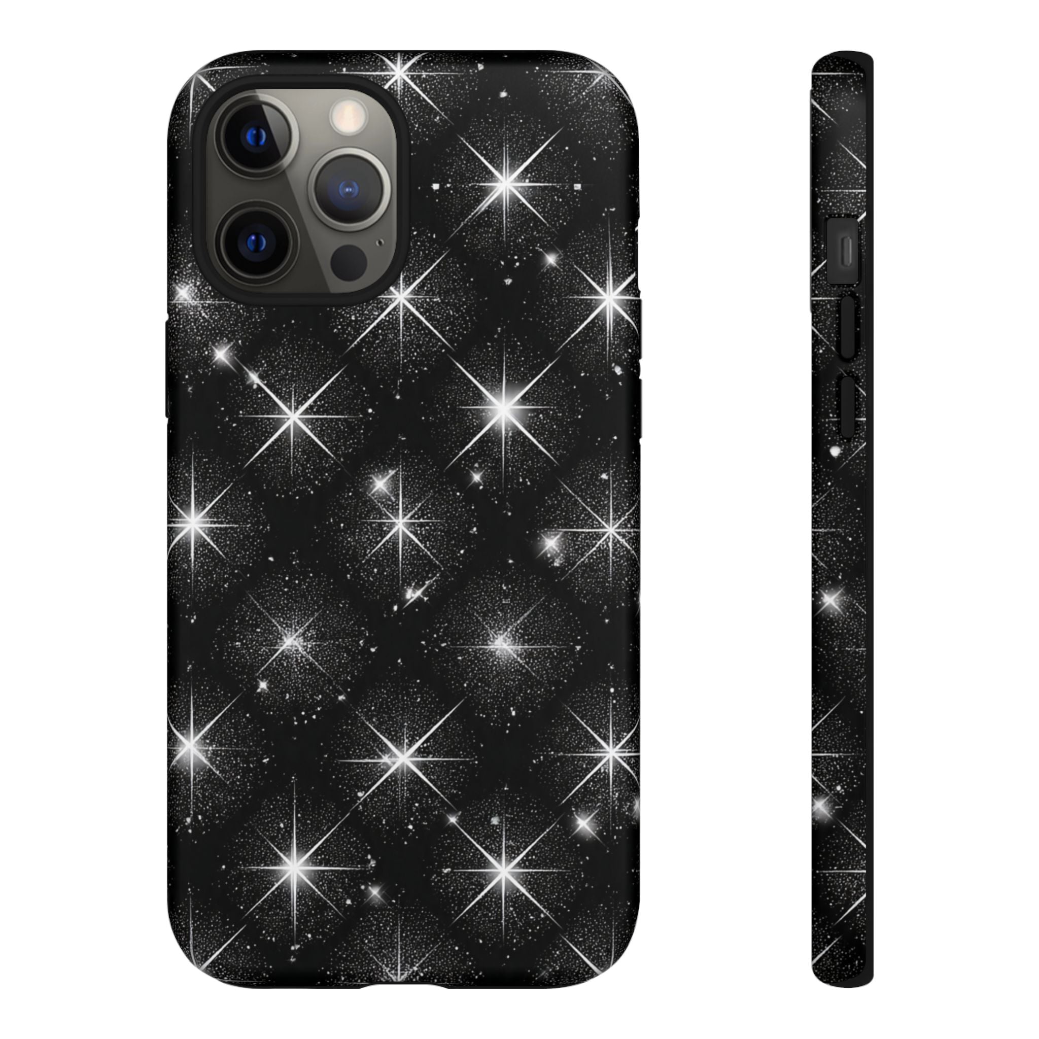 Galaxy Sparkle Tough Phone Case — Black Starfield Protective Cover