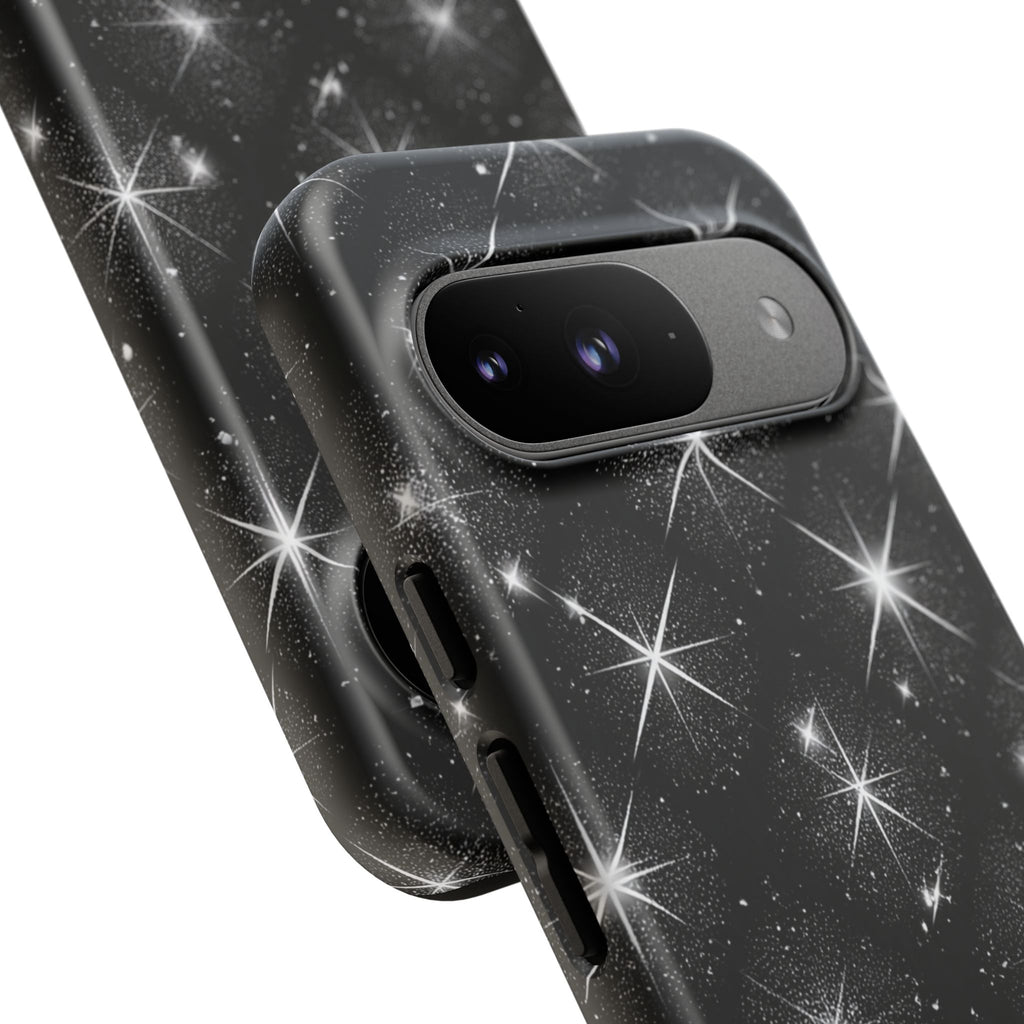 Galaxy Sparkle Tough Phone Case — Black Starfield Protective Cover