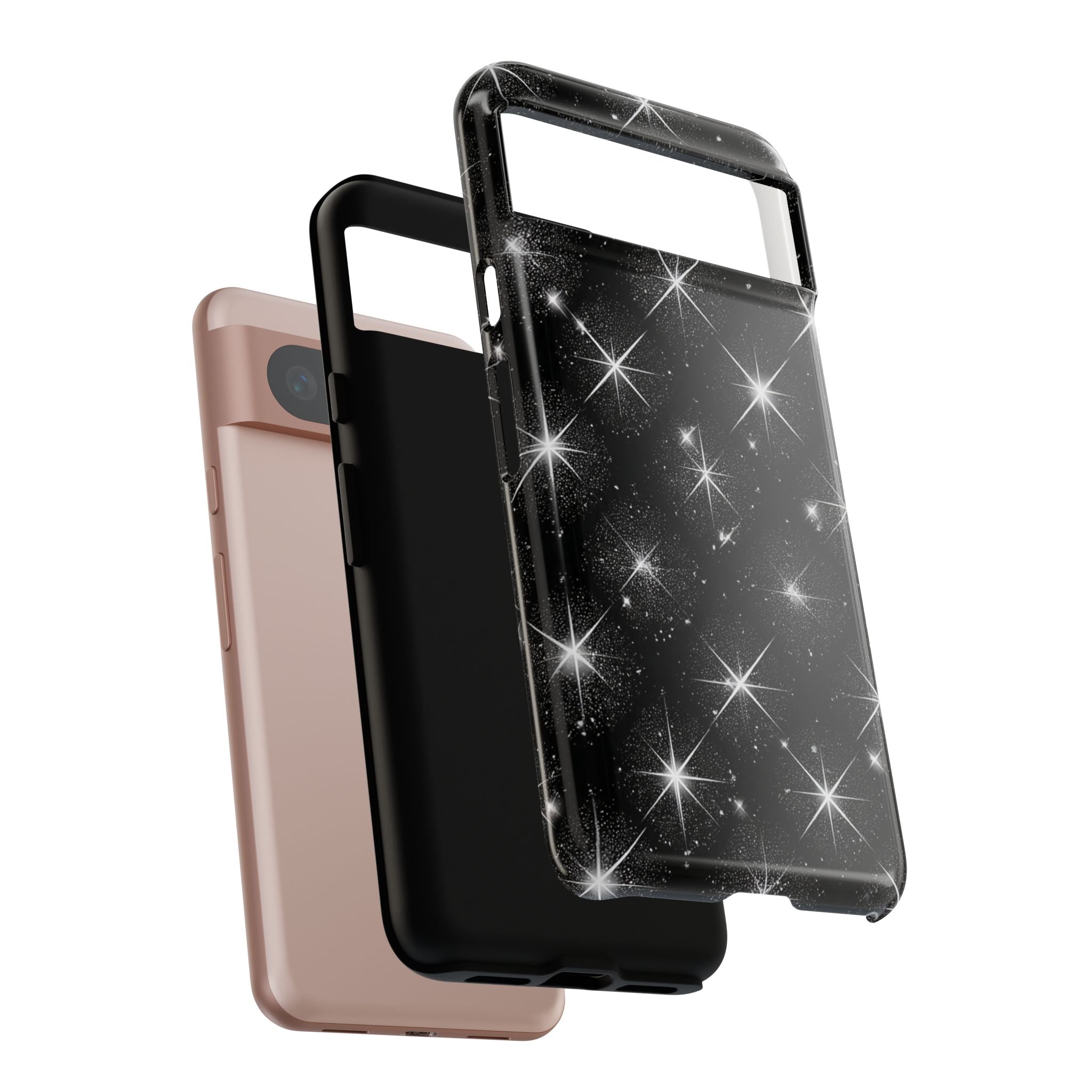 Galaxy Sparkle Tough Phone Case — Black Starfield Protective Cover