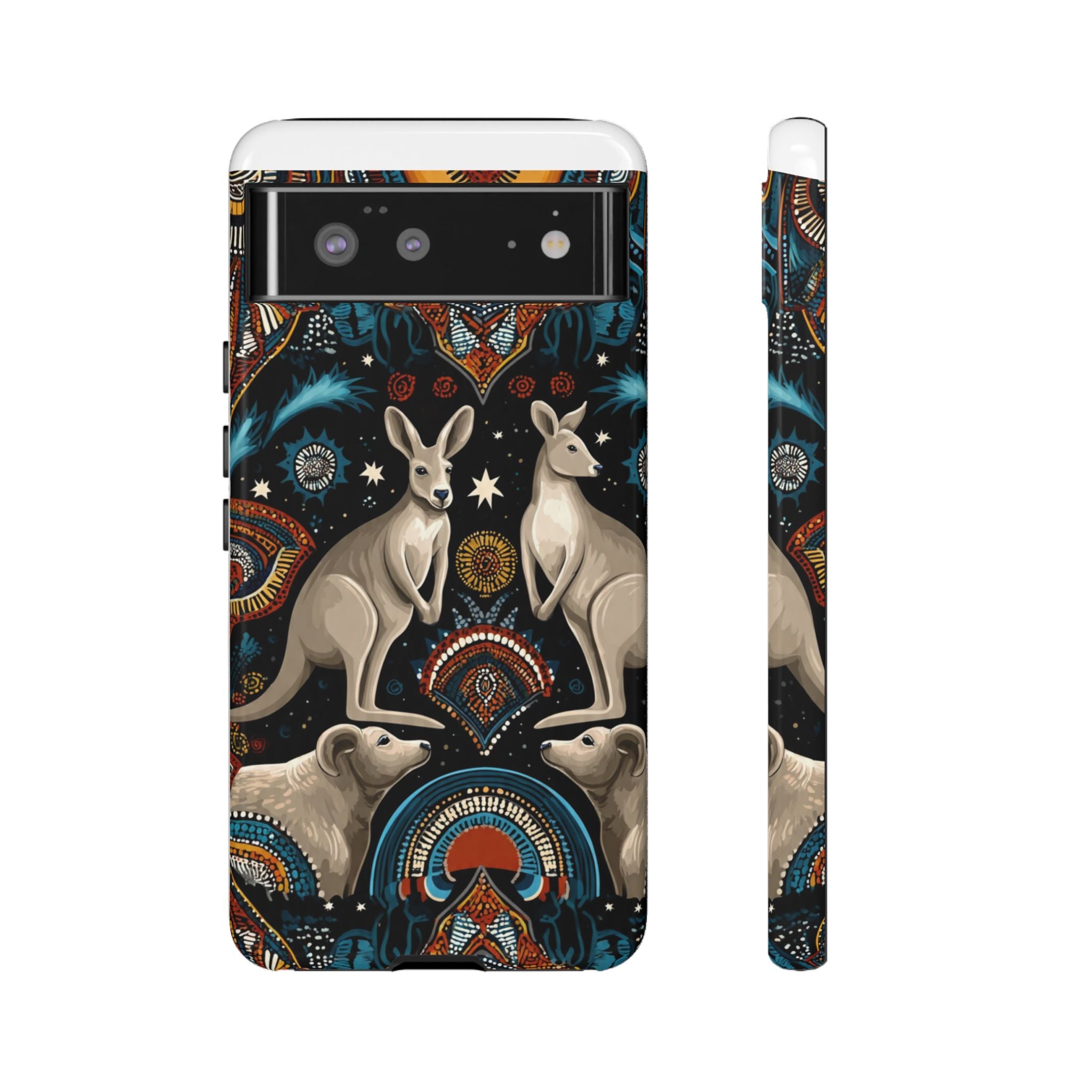 Kangaroo & Boomerang Tough Phone Case — Australian Wildlife Pattern