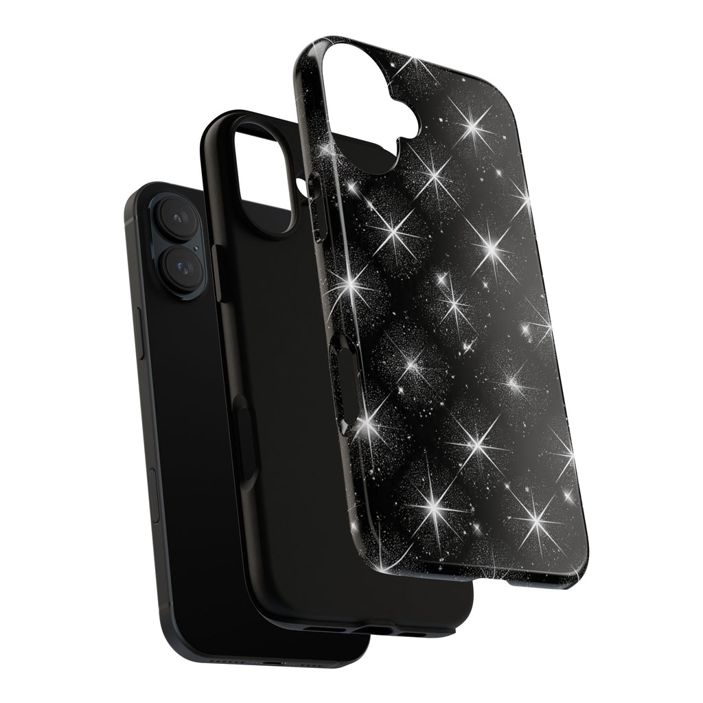 Galaxy Sparkle Tough Phone Case — Black Starfield Protective Cover