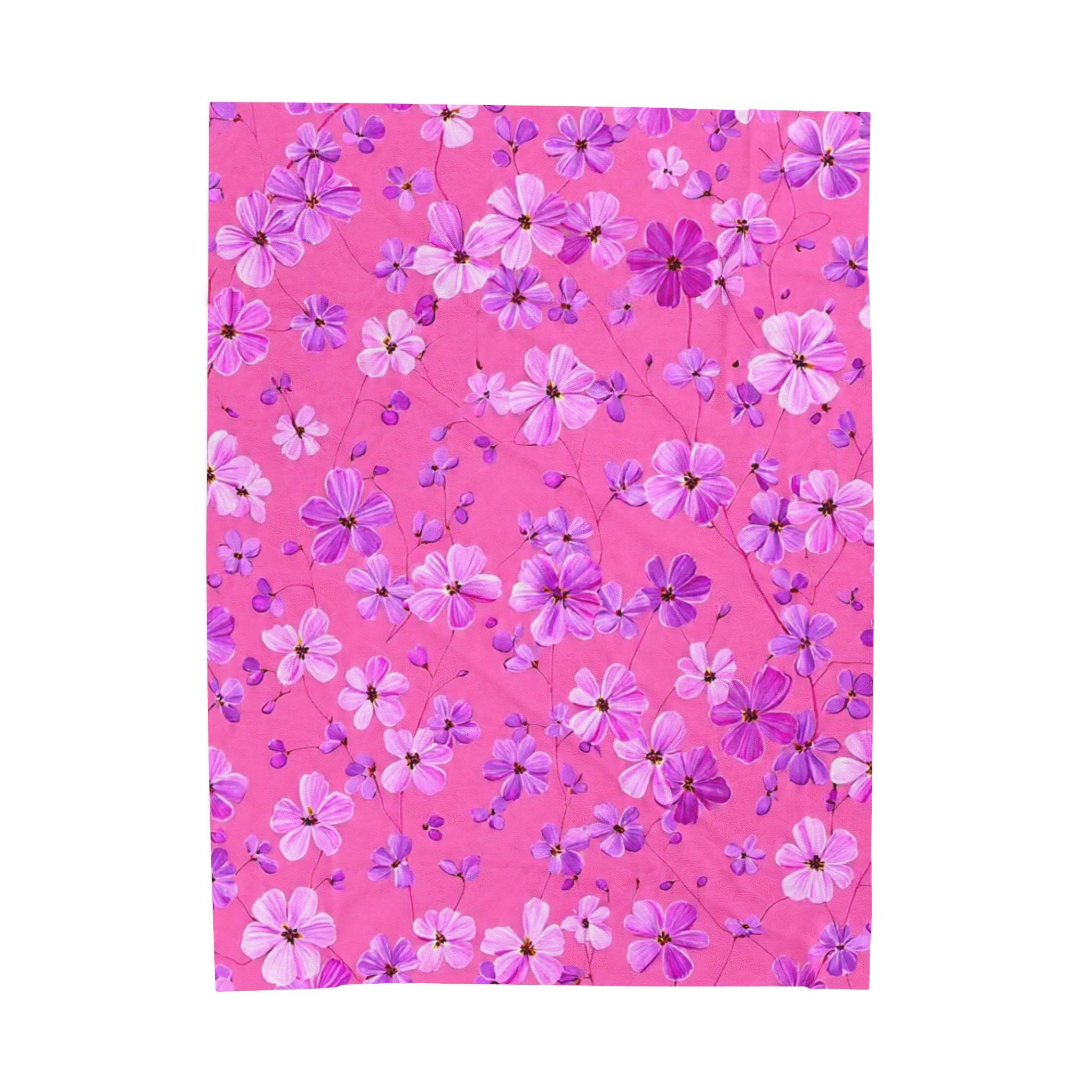 Velveteen Plush Blanket — Pink Floral Cherry Blossom Throw for Cozy Home & Gifts