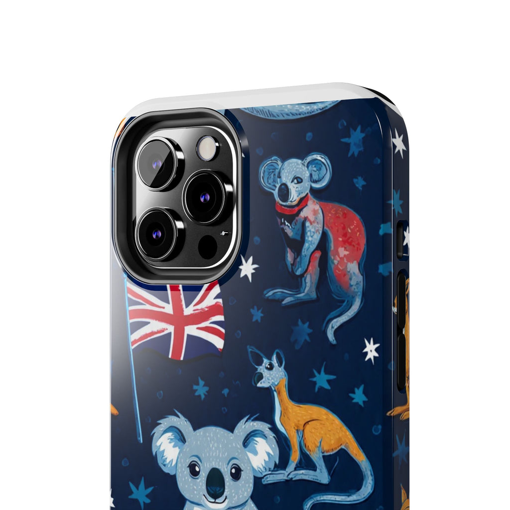 Australian Wildlife Tough Phone Case — Koala & Kangaroo Flag Design