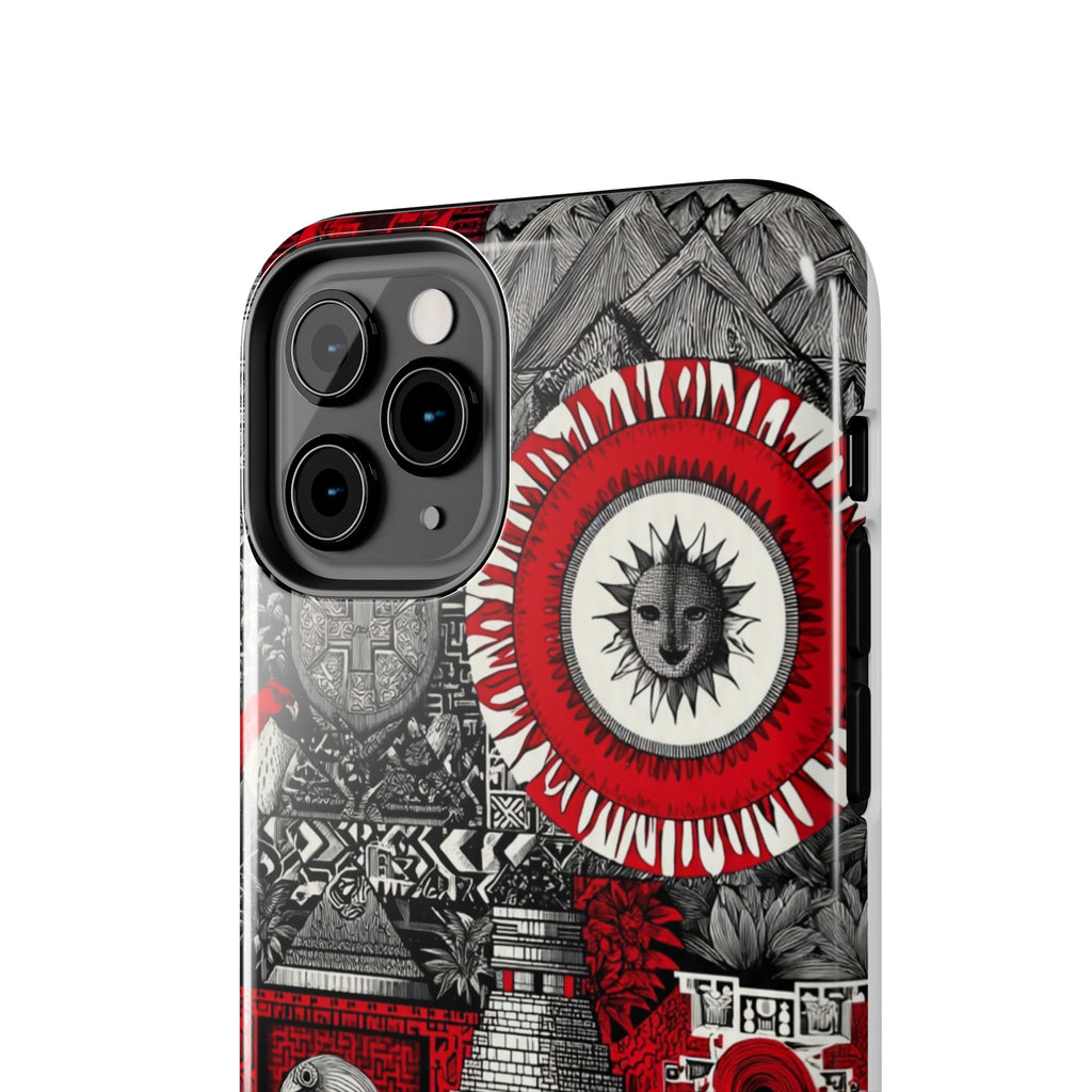 Tough Phone Case — Red Inca Pyramid Collage (Sun & Raven)