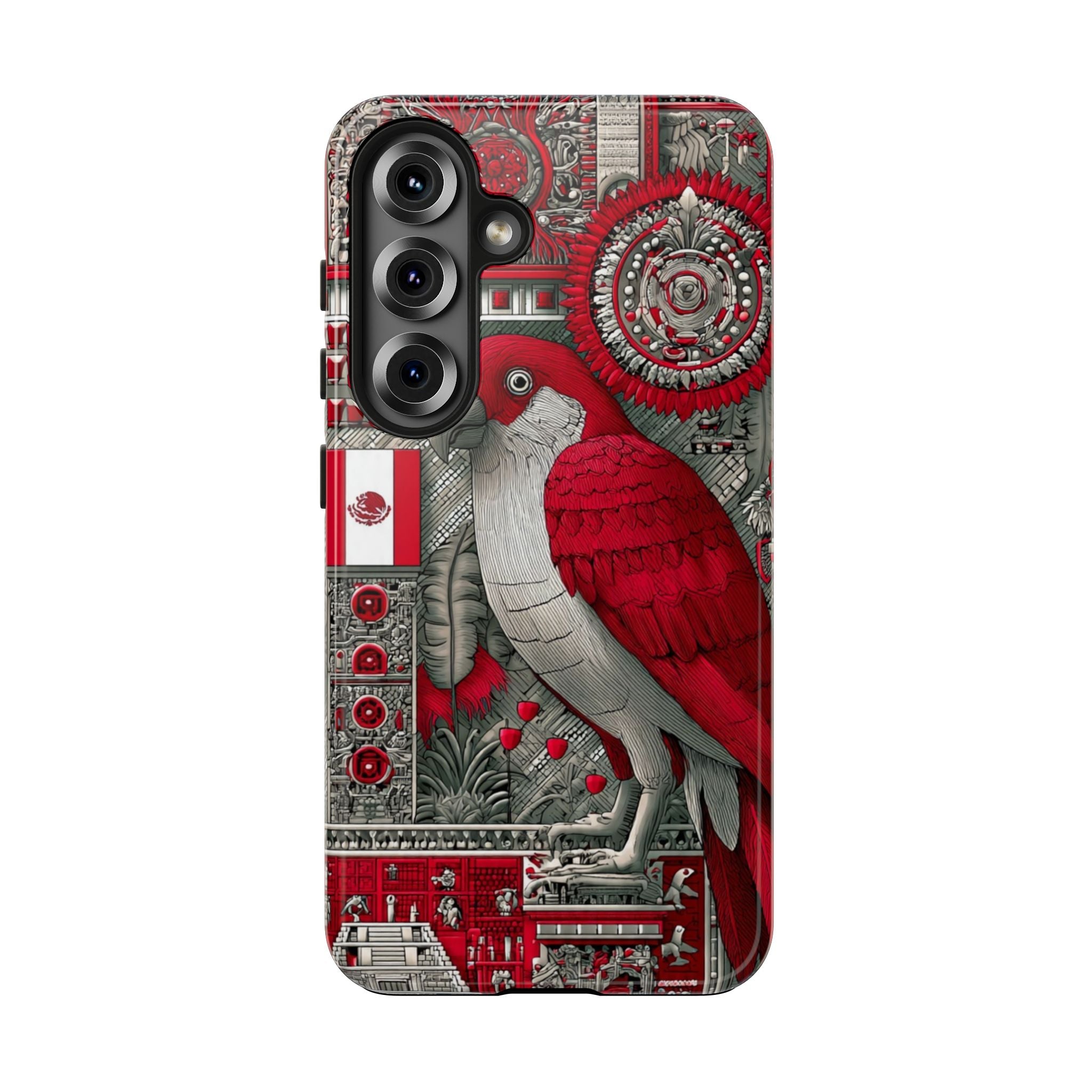 Tough Phone Case — Red Parrot Graphic Impact-Resistant Phone Cover