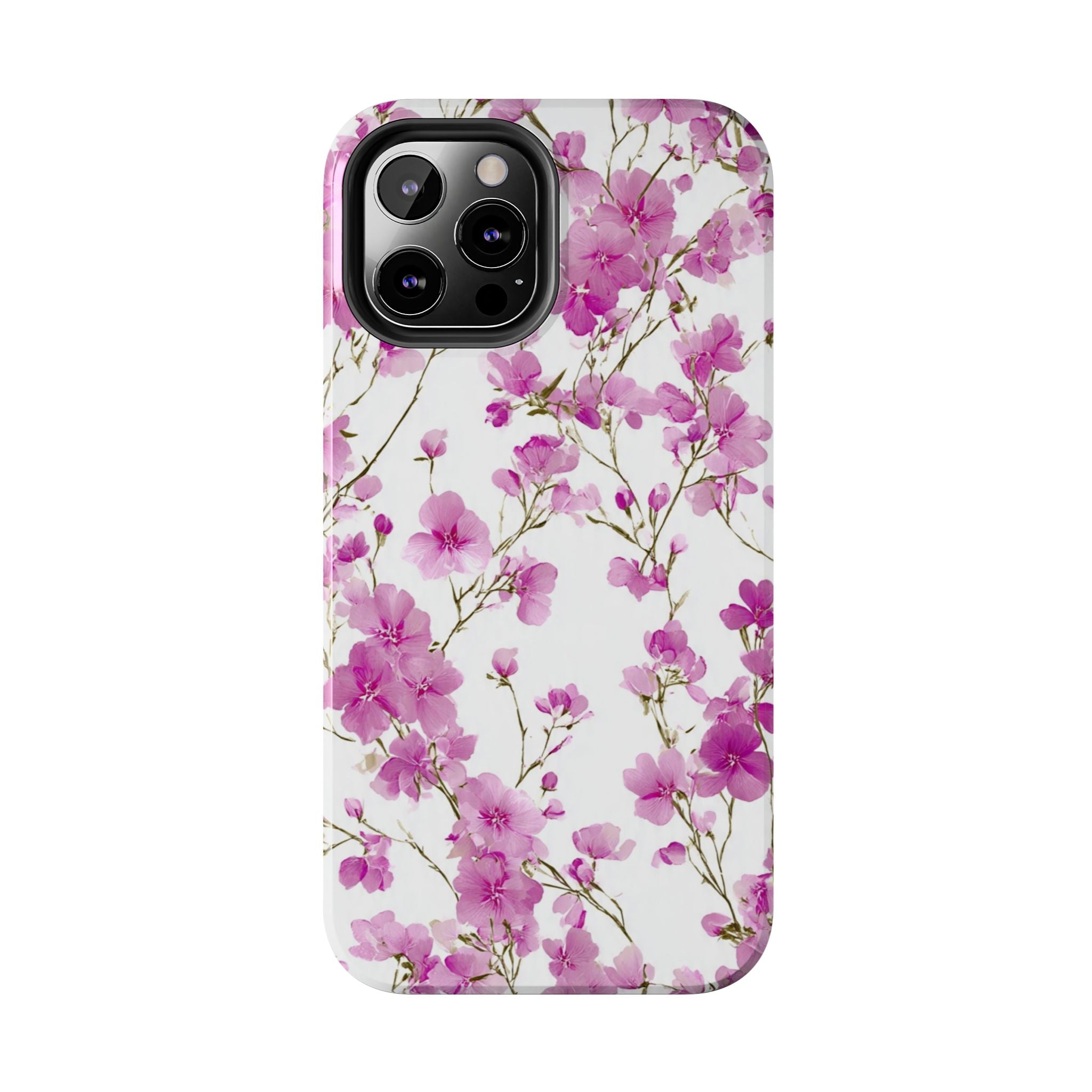 Floral Pink Blossoms Tough Phone Case — Durable Protective Phone Cover with Watercolor Cherry Blossom Design