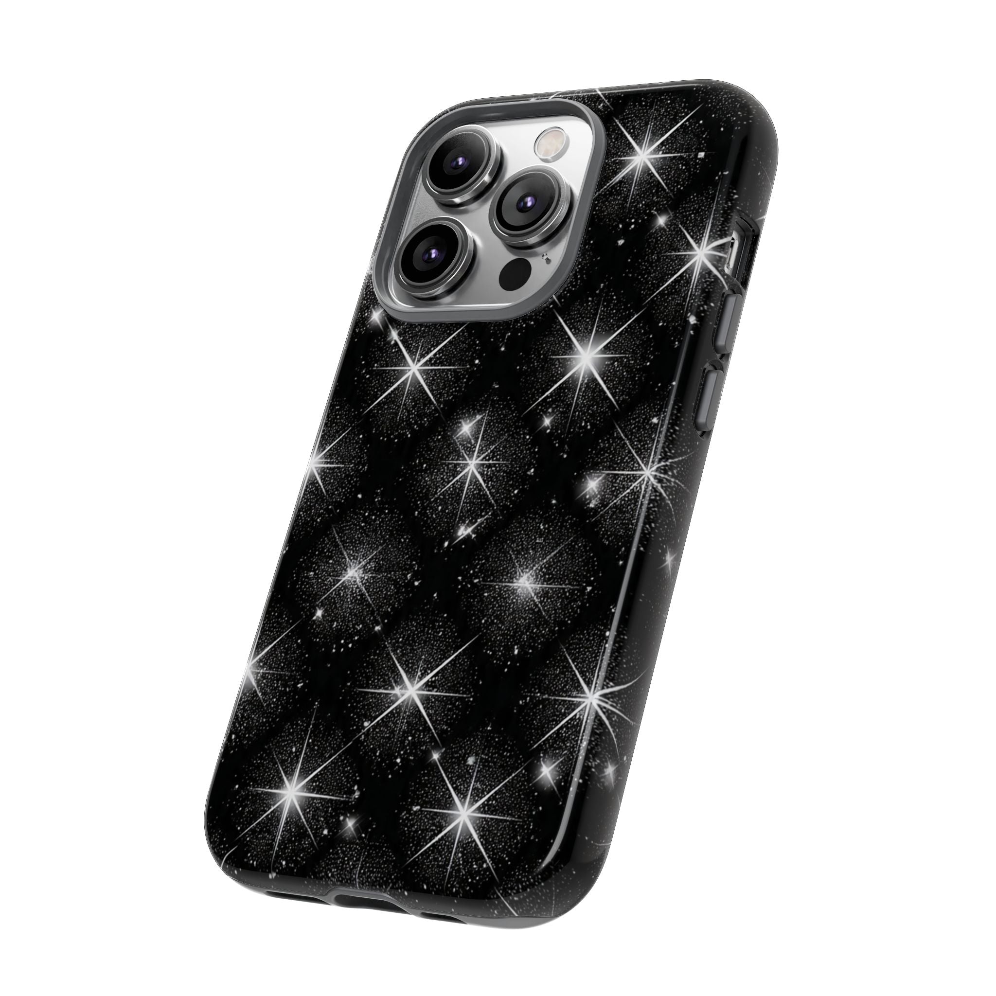 Galaxy Sparkle Tough Phone Case — Black Starfield Protective Cover