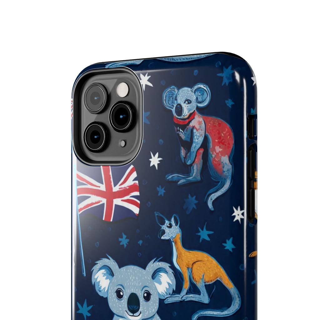 Australian Wildlife Tough Phone Case — Koala & Kangaroo Flag Design