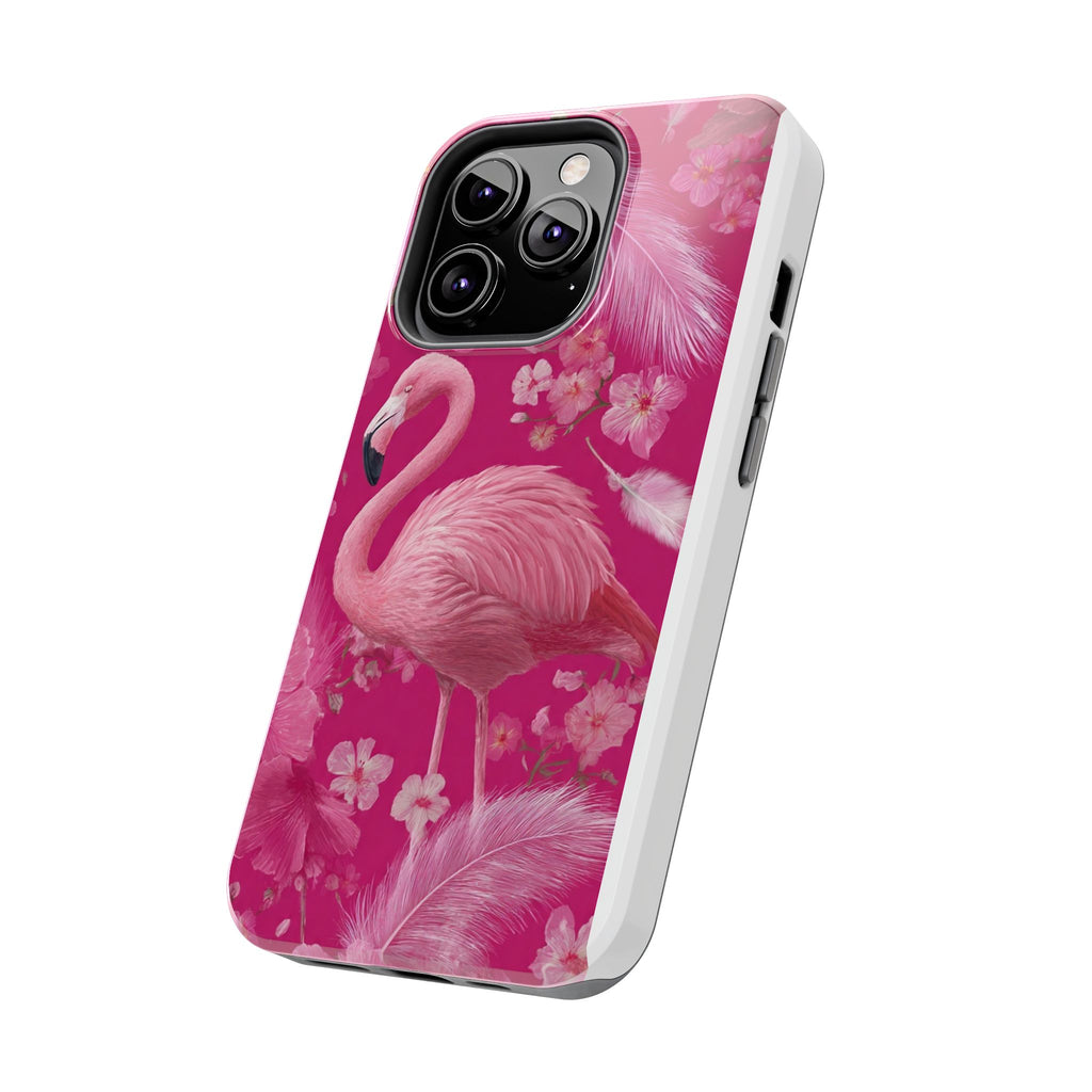 Flamingo Floral Tough Phone Case — Pink Tropical Feather Design