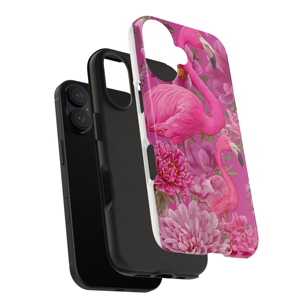 Pink Flamingo Floral Tough Phone Case — Protective iPhone Cover