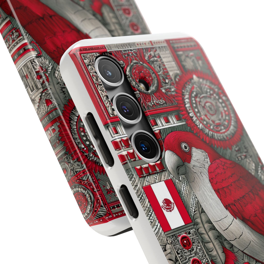 Tough Phone Case — Red Parrot Graphic Impact-Resistant Phone Cover
