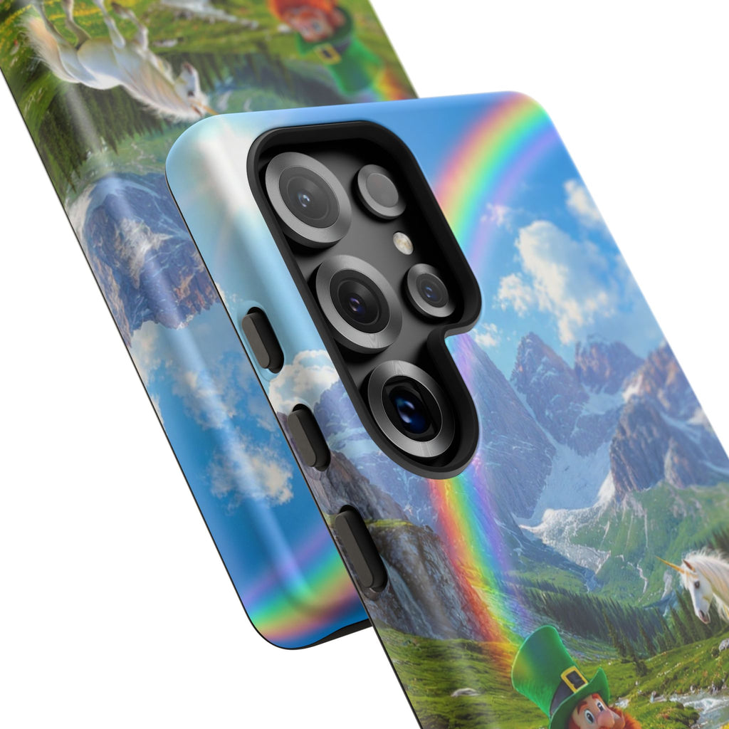 Lucky Leprechaun & Unicorn Phone Case — Rainbow Pot of Gold Protective Cover