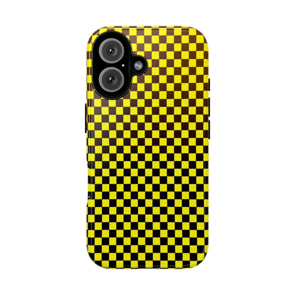Phone Case - Yellow Black Checkerboard Tough Protective Cover