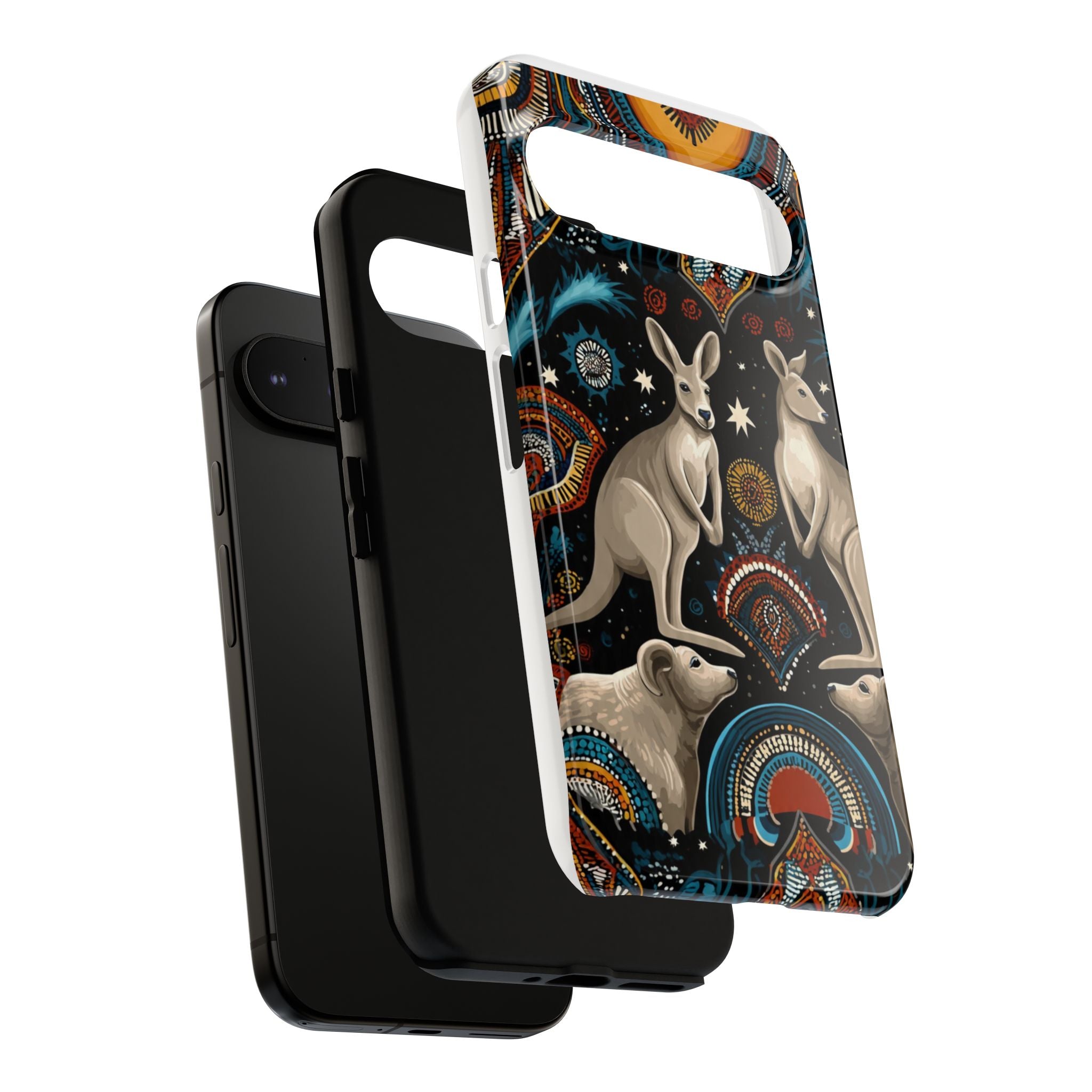 Kangaroo & Boomerang Tough Phone Case — Australian Wildlife Pattern