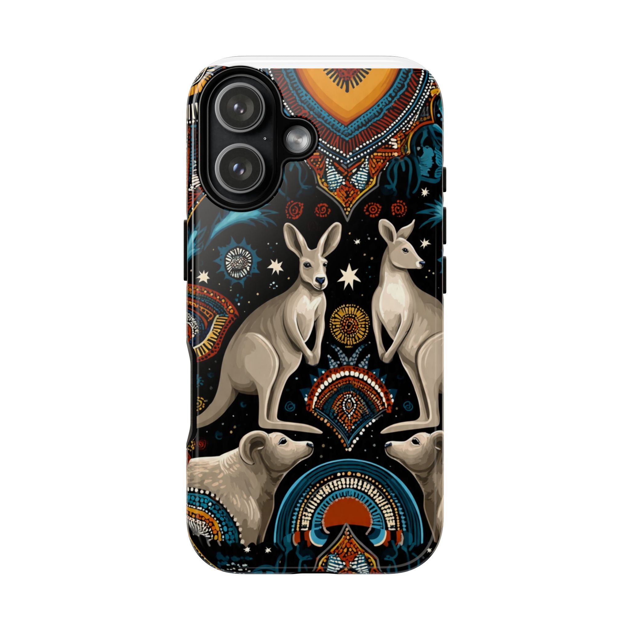 Kangaroo & Boomerang Tough Phone Case — Australian Wildlife Pattern