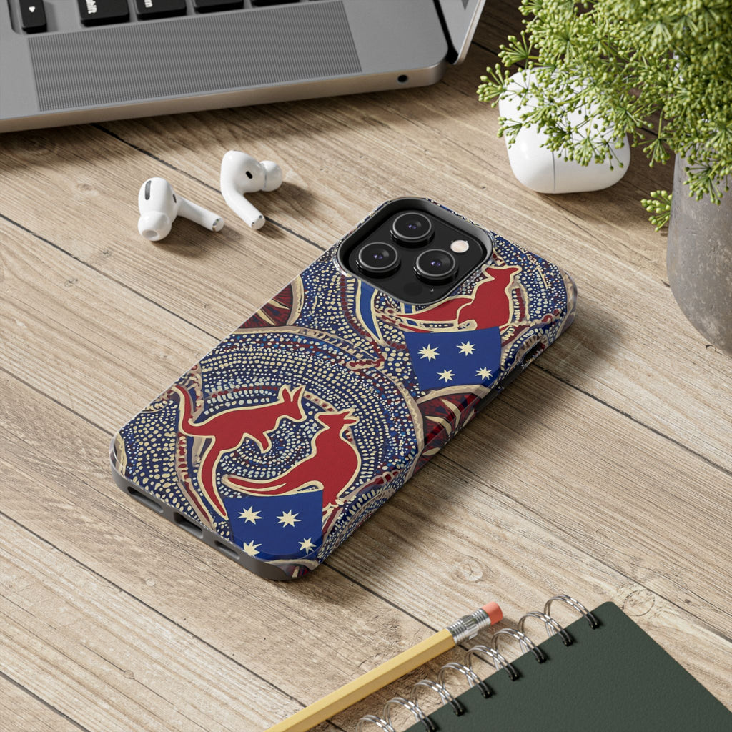 Australian Aboriginal Style Kangaroo Tough Phone Case — Patriotic Dot Art Phone Cover