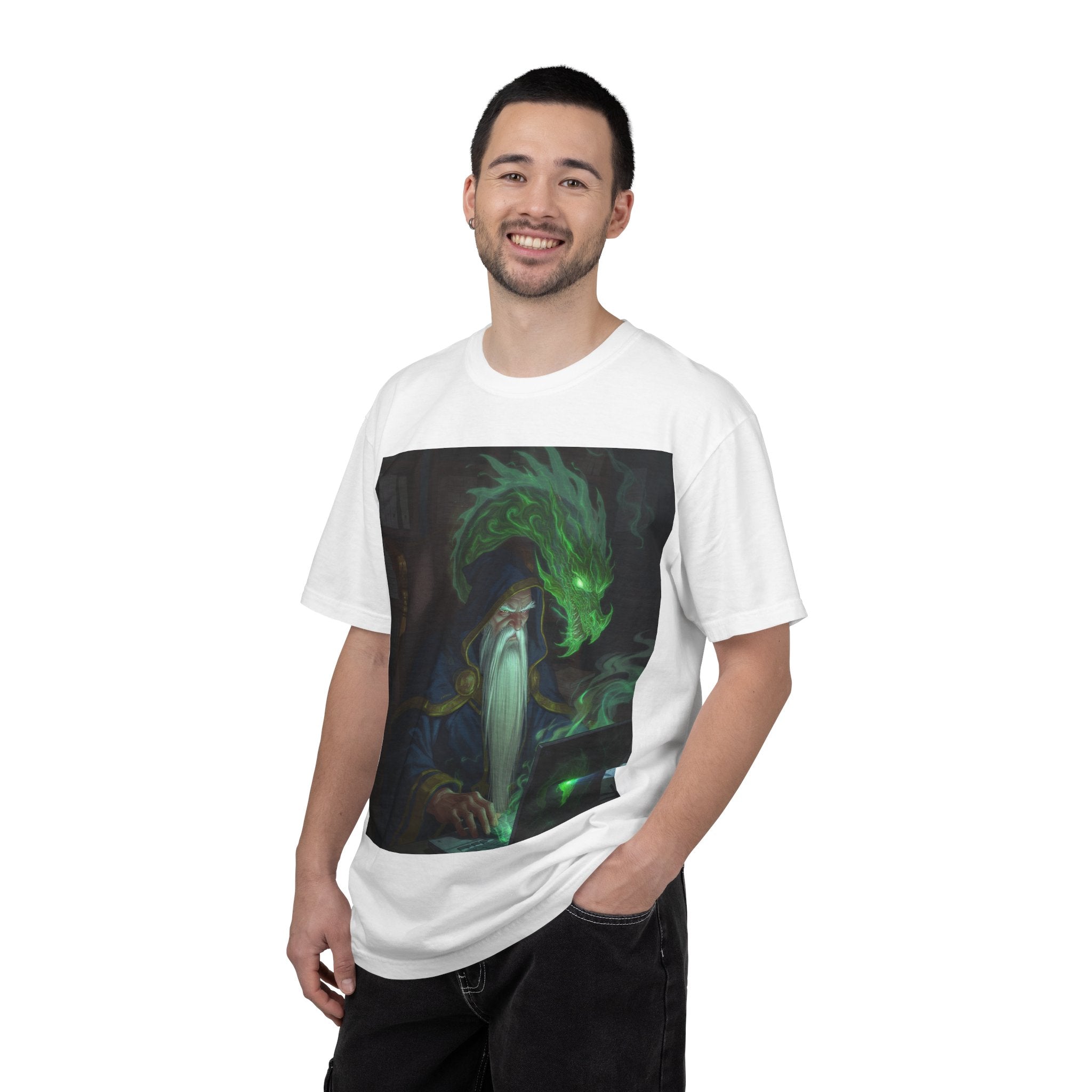 Wizard & Spirit Dragon T-Shirt — Mystic Sorcerer Graphic Tee