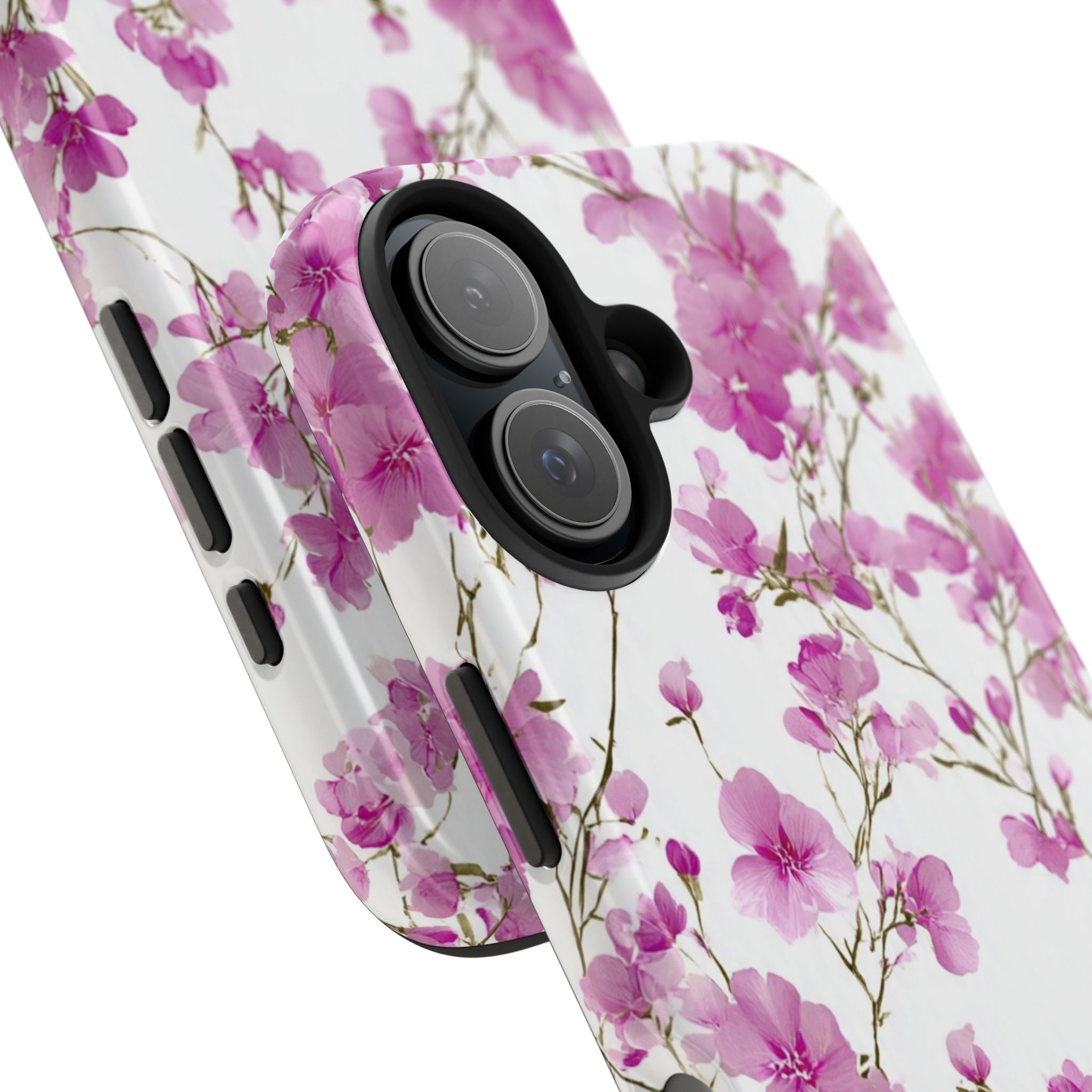 Floral Pink Blossoms Tough Phone Case — Durable Protective Phone Cover with Watercolor Cherry Blossom Design