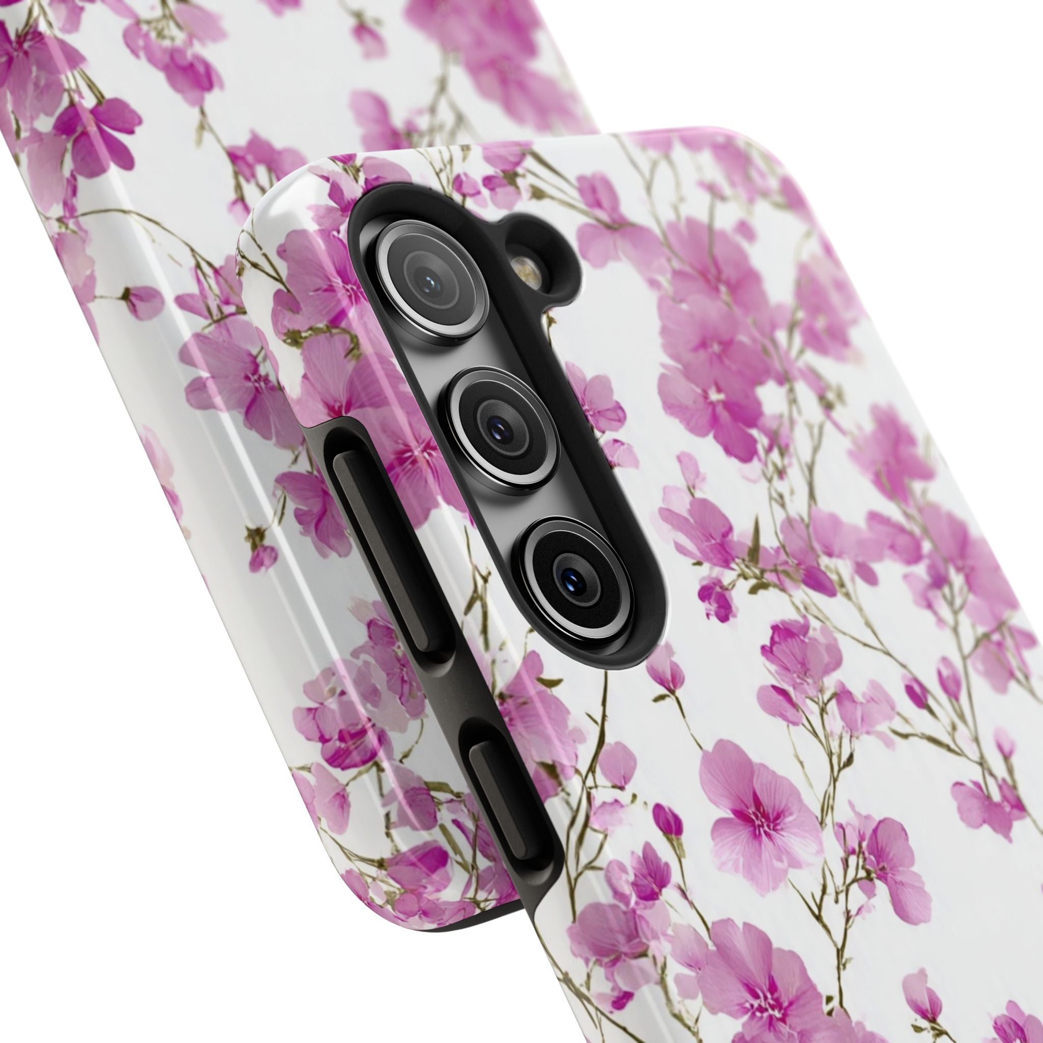 Floral Pink Blossoms Tough Phone Case — Durable Protective Phone Cover with Watercolor Cherry Blossom Design