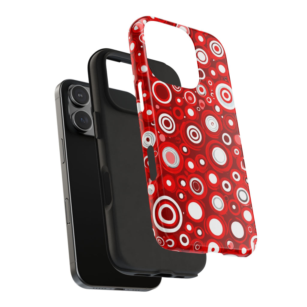 Red Retro Circles Tough Phone Case — Durable Shockproof Protective Cover