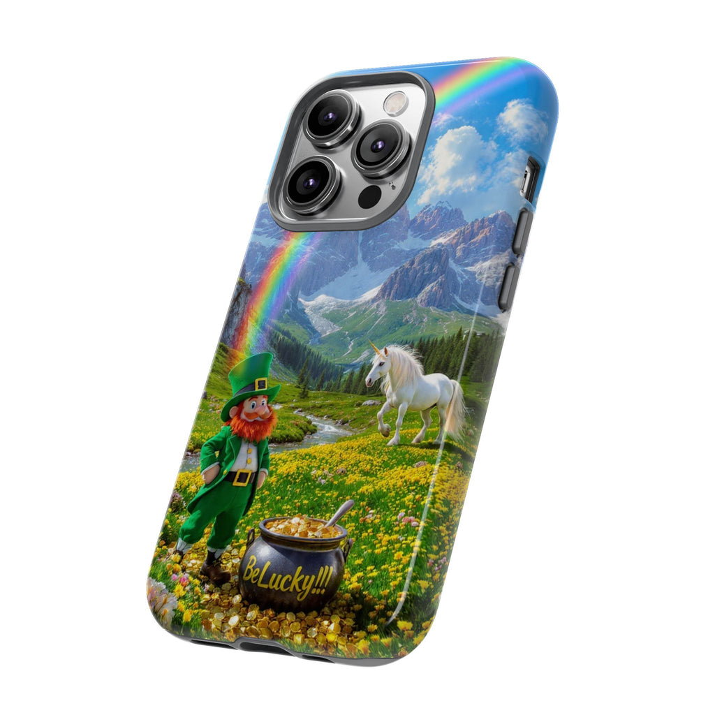 Lucky Leprechaun & Unicorn Phone Case — Rainbow Pot of Gold Protective Cover