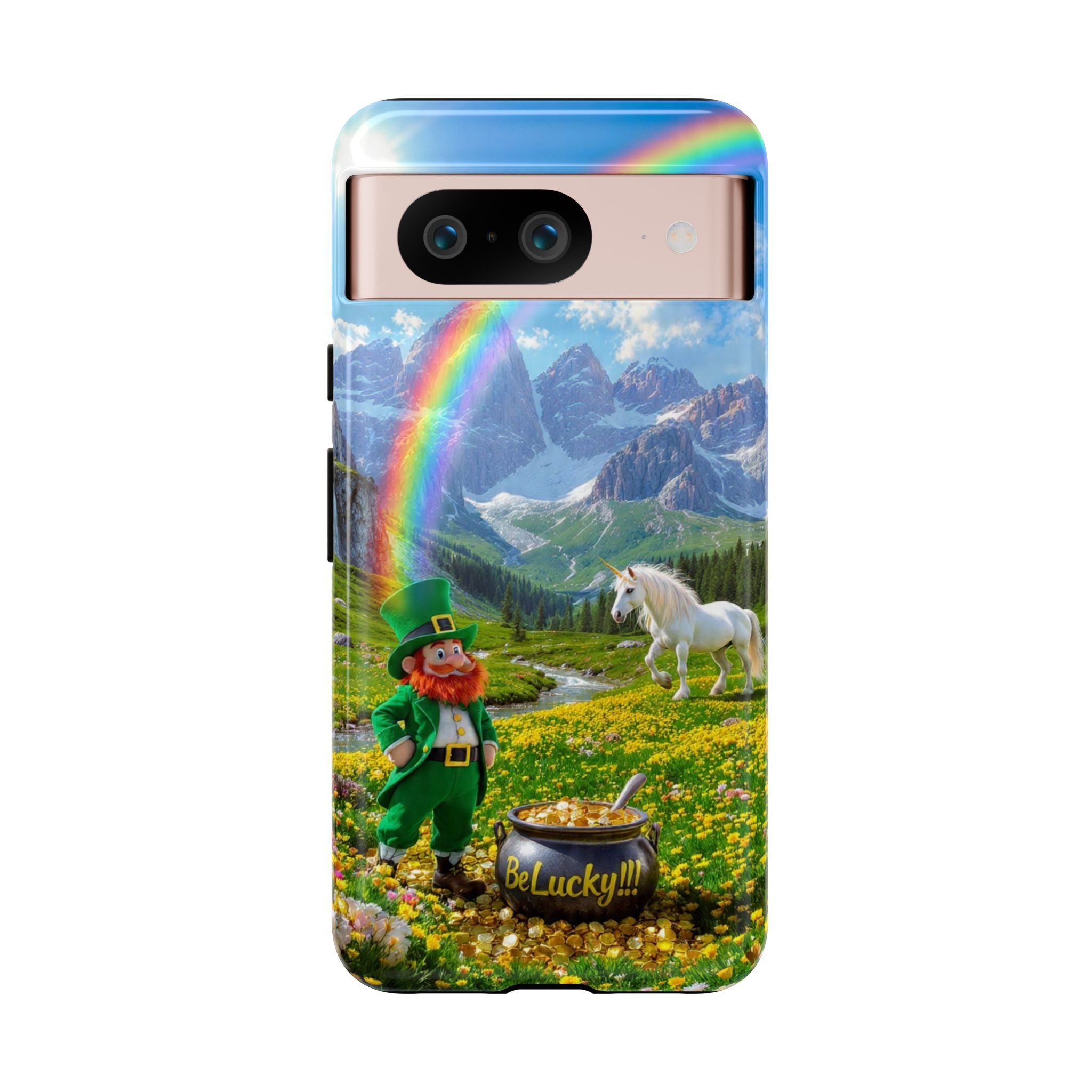 Lucky Leprechaun & Unicorn Phone Case — Rainbow Pot of Gold Protective Cover