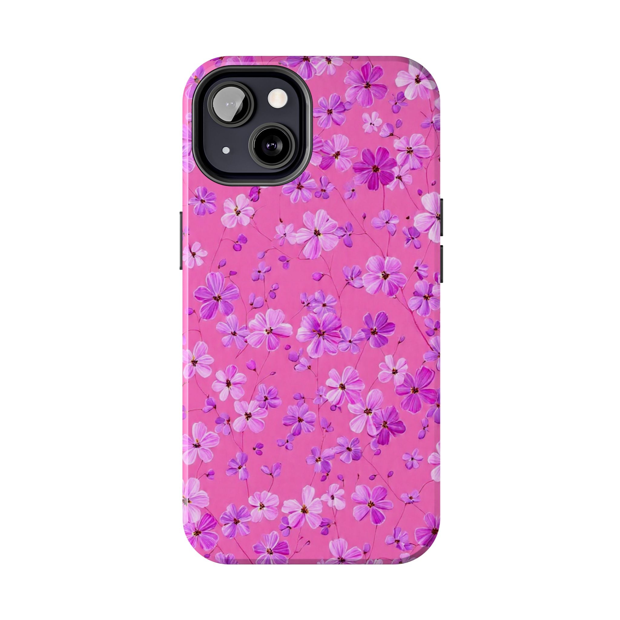 Pink Floral Tough Phone Case — Cute Purple Blossom Protective Cover