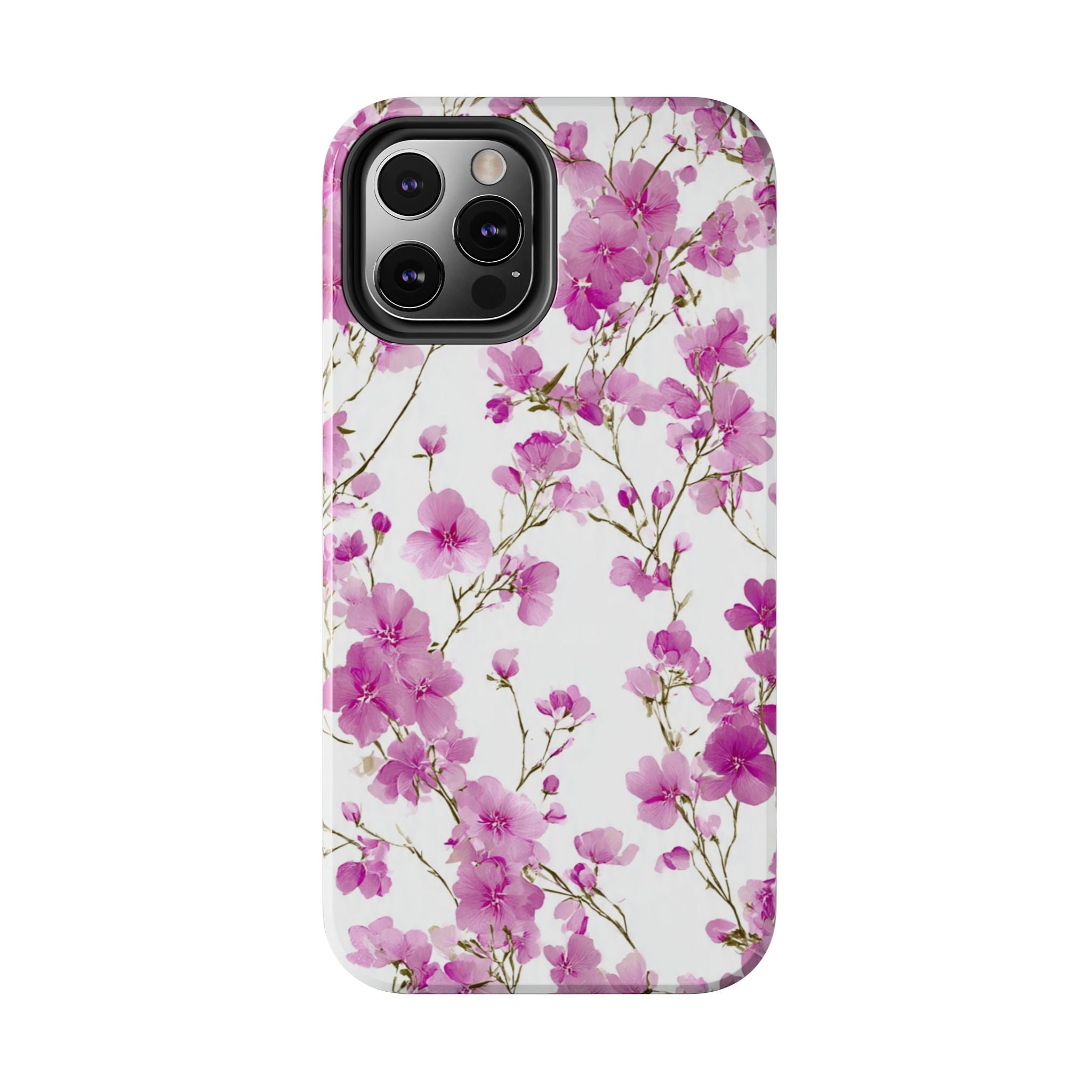 Floral Pink Blossoms Tough Phone Case — Durable Protective Phone Cover with Watercolor Cherry Blossom Design