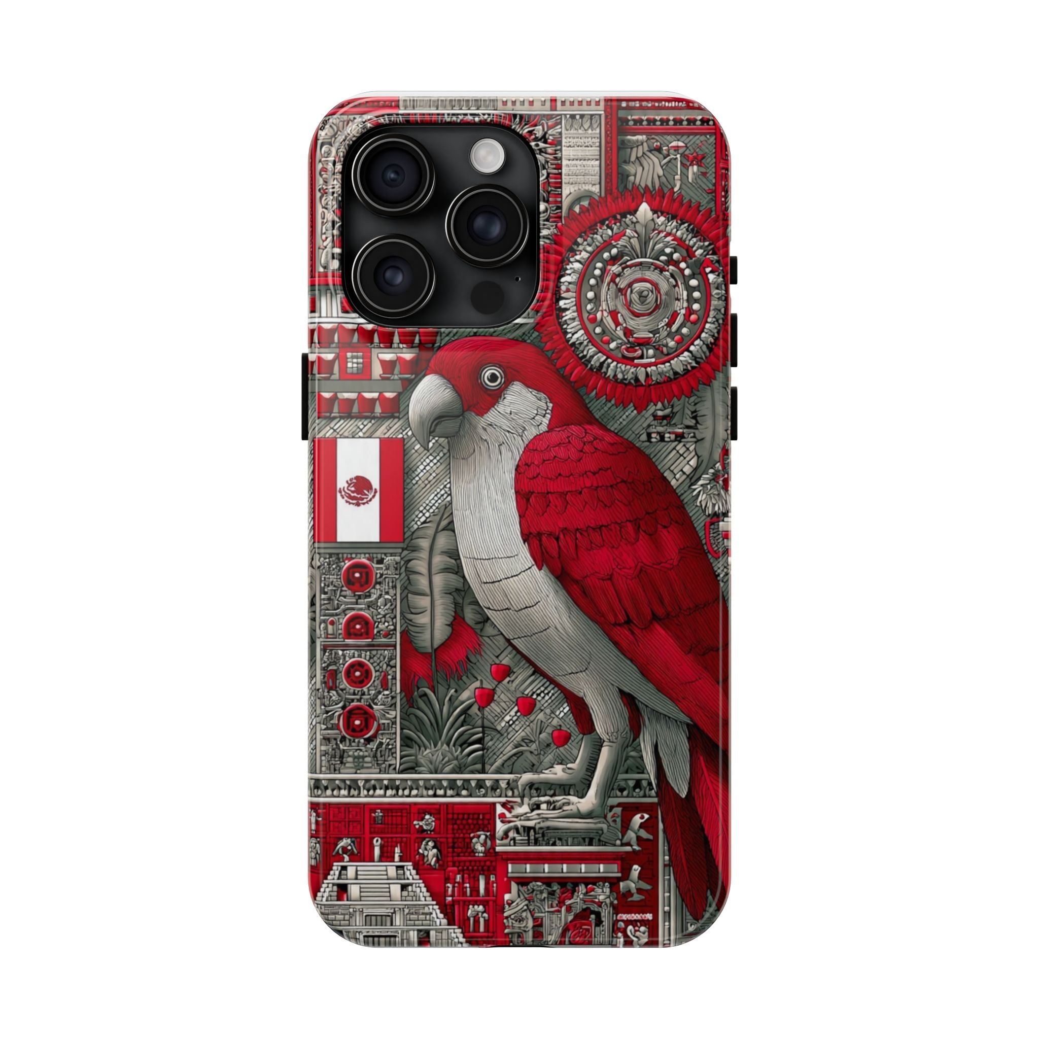 Tough Phone Case — Red Parrot Graphic Impact-Resistant Phone Cover