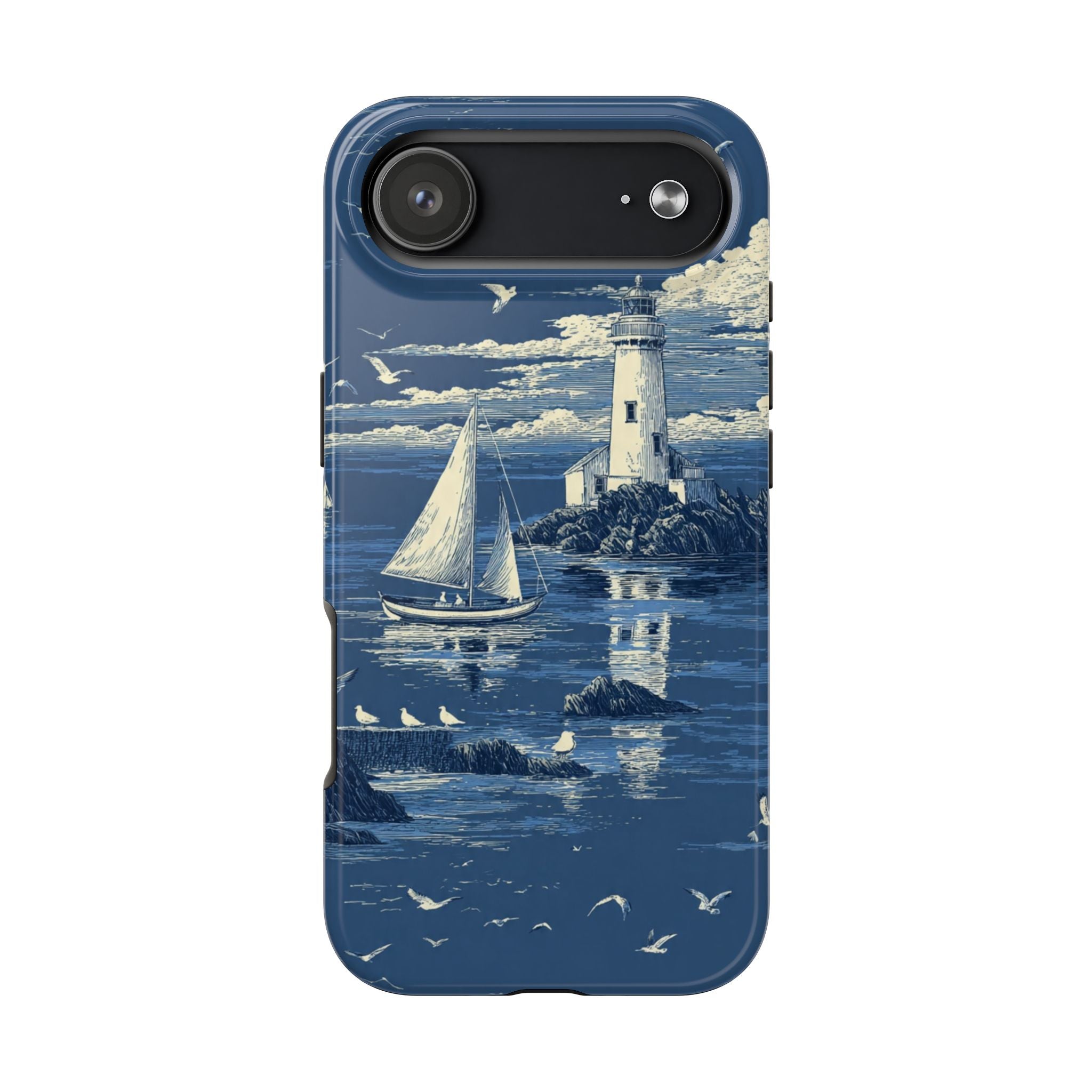Swan Lake Tough Phone Case — Blue Vintage Swan Design, Durable Protective Cover