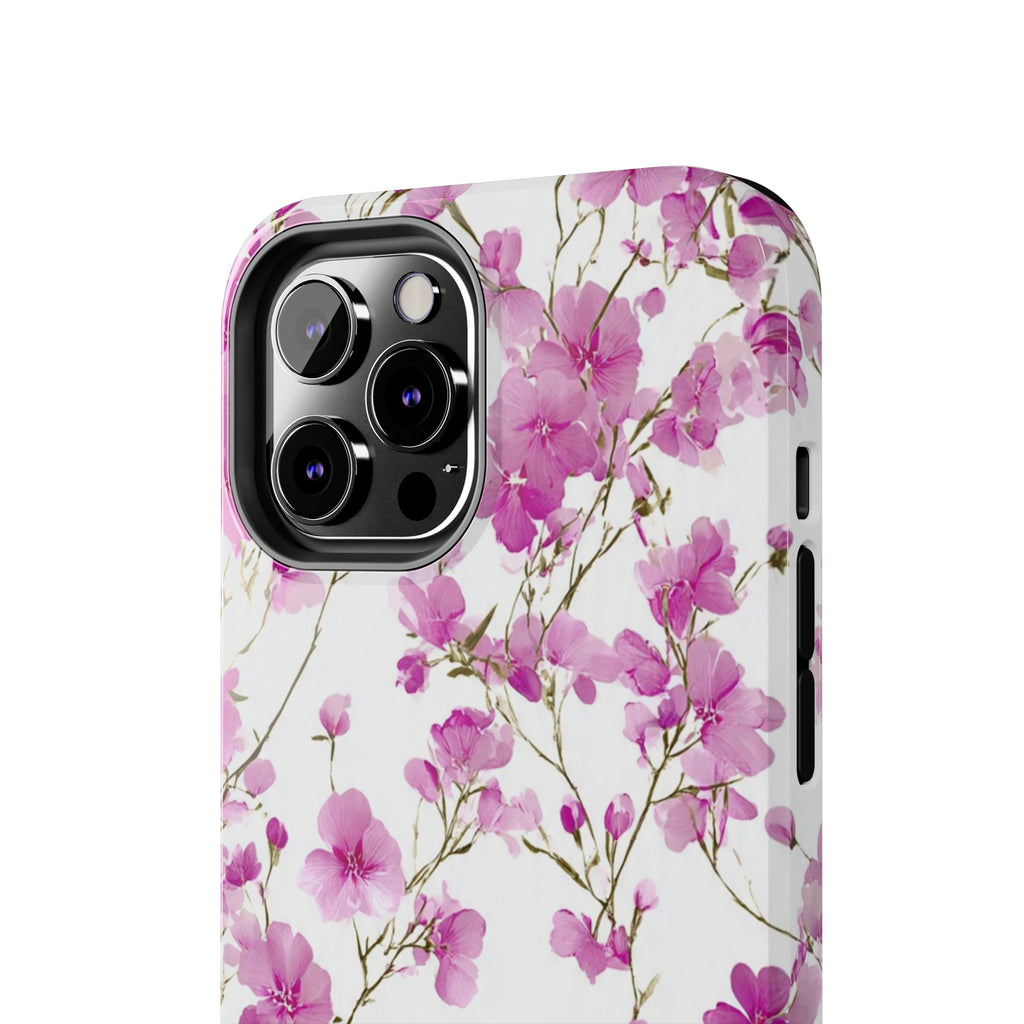 Floral Pink Blossoms Tough Phone Case — Durable Protective Phone Cover with Watercolor Cherry Blossom Design