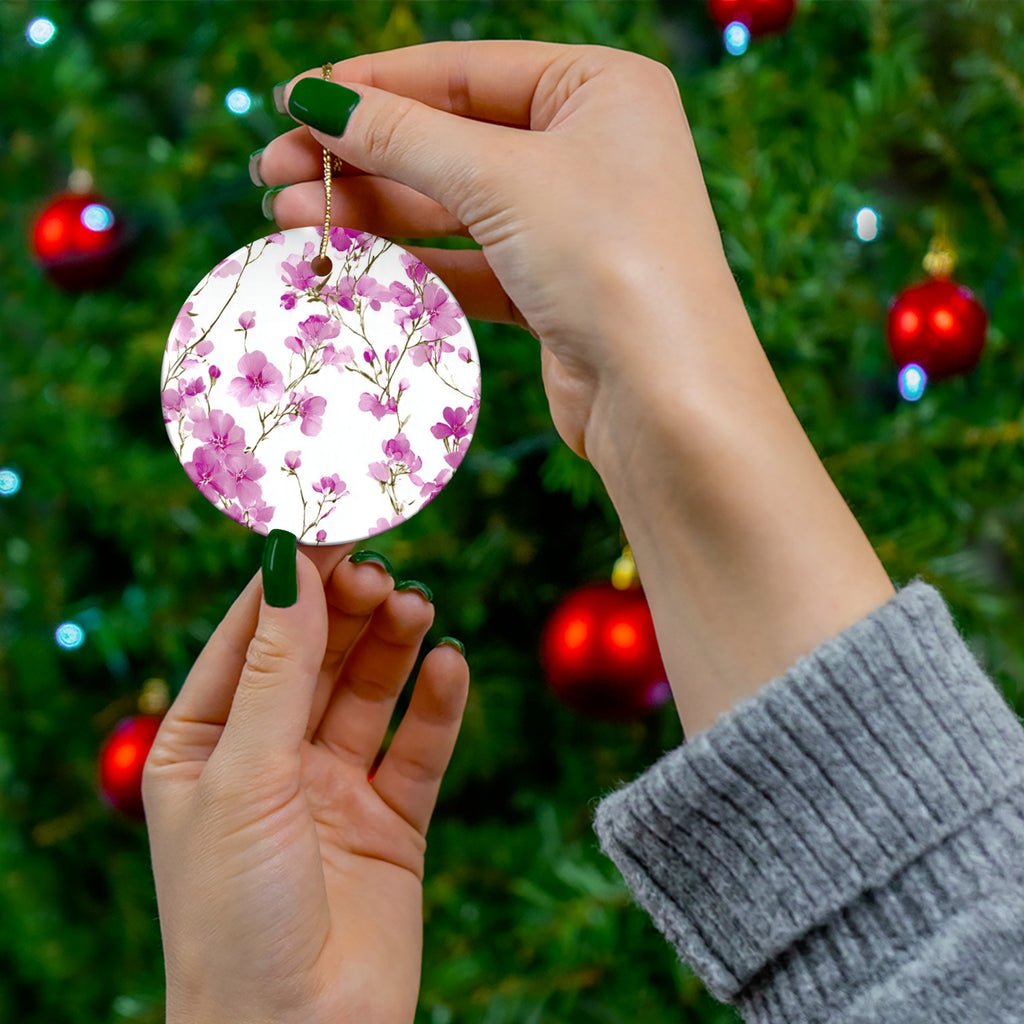 Pink Floral Ceramic Ornament — Star Shape Easter & Mother's Day Keepsake