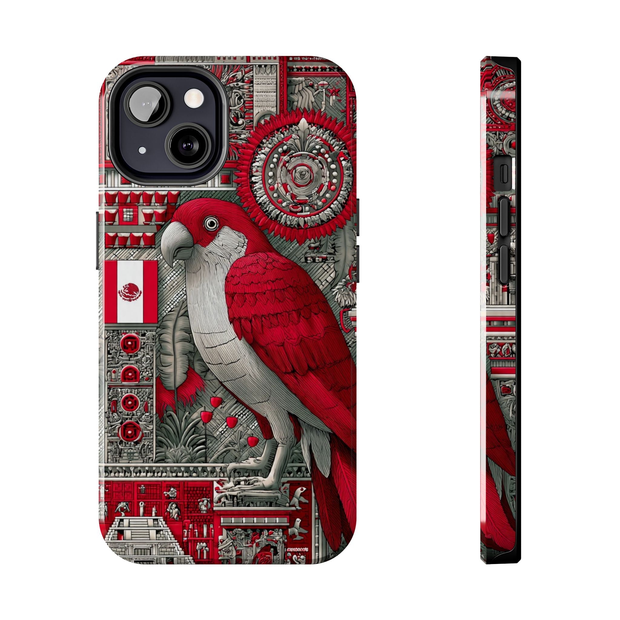 Tough Phone Case — Red Parrot Graphic Impact-Resistant Phone Cover