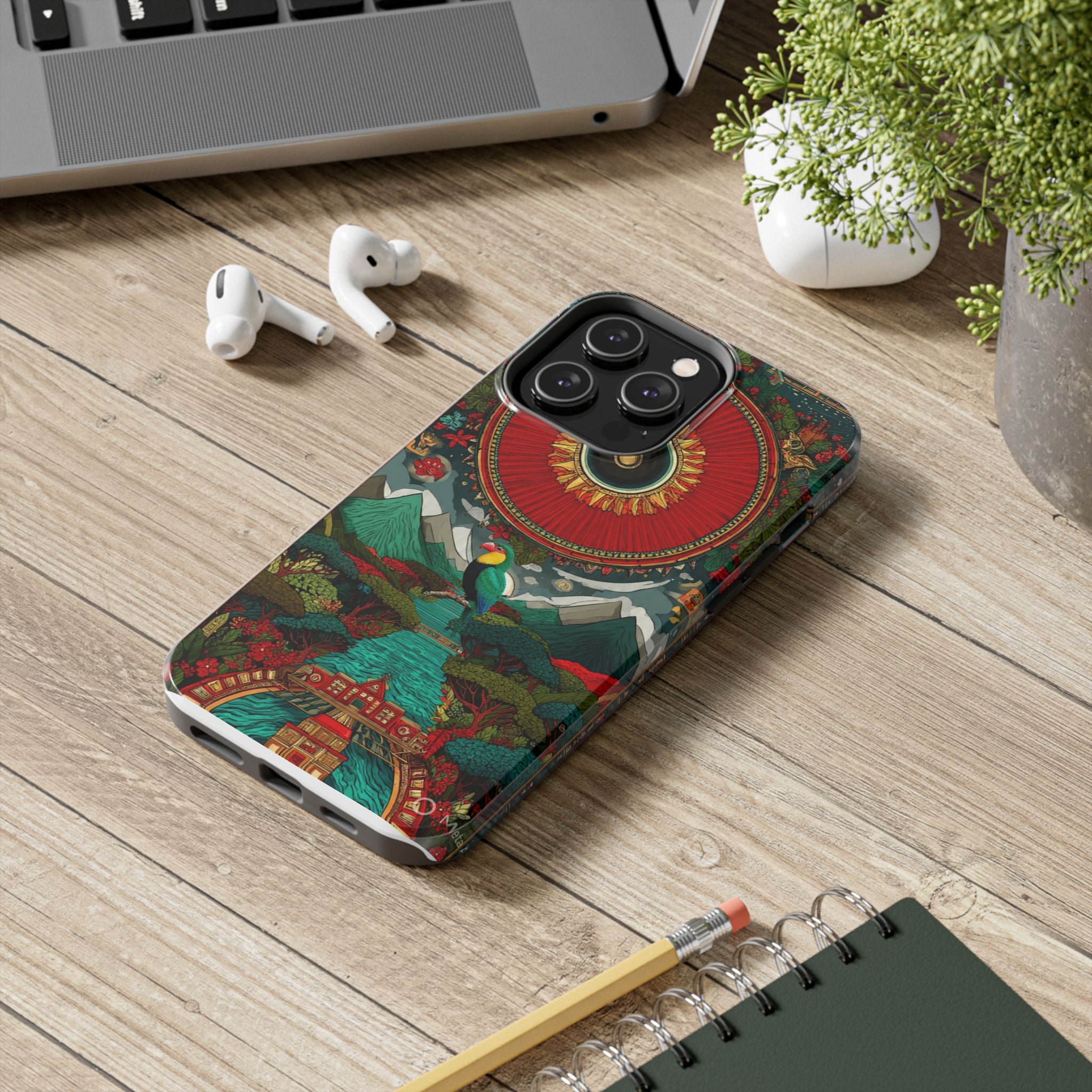 Tough Phone Case — Vibrant Tropical Mountain Bird Design