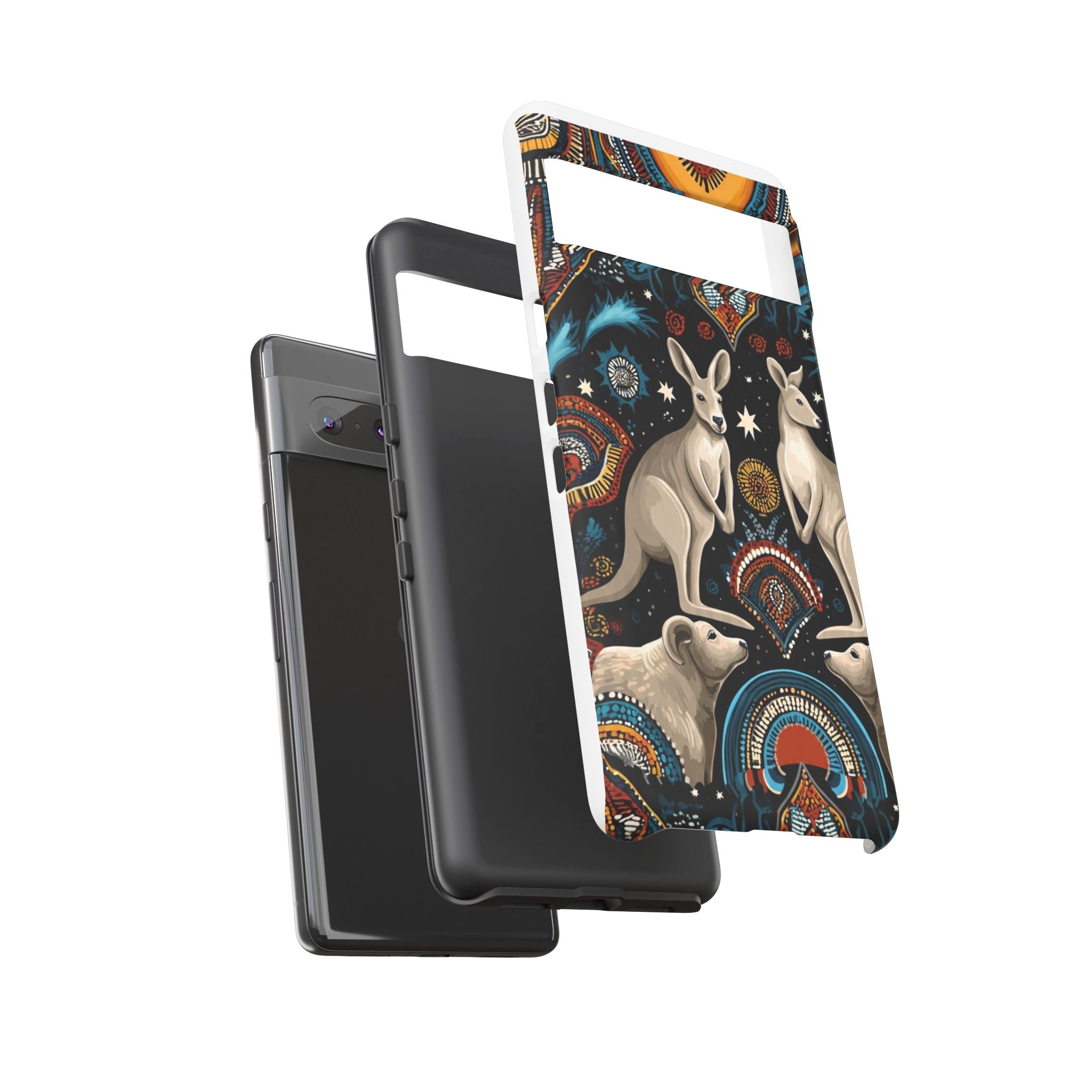 Kangaroo & Boomerang Tough Phone Case — Australian Wildlife Pattern